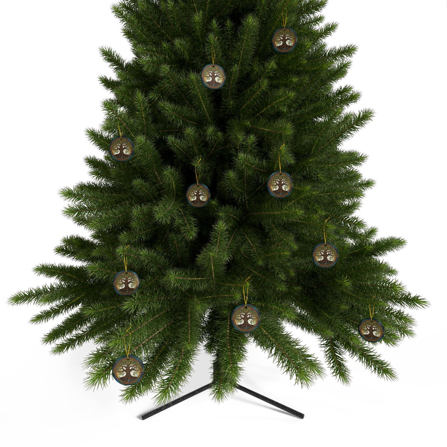 Tree of Life Pagan Wiccan Yule Holiday Decor, Ceramic Ornaments, 2-Side Print, (1pc, 3pcs, 5pcs, 10pcs) - Tree Hanging Ornaments, - Divine Mystic Moons