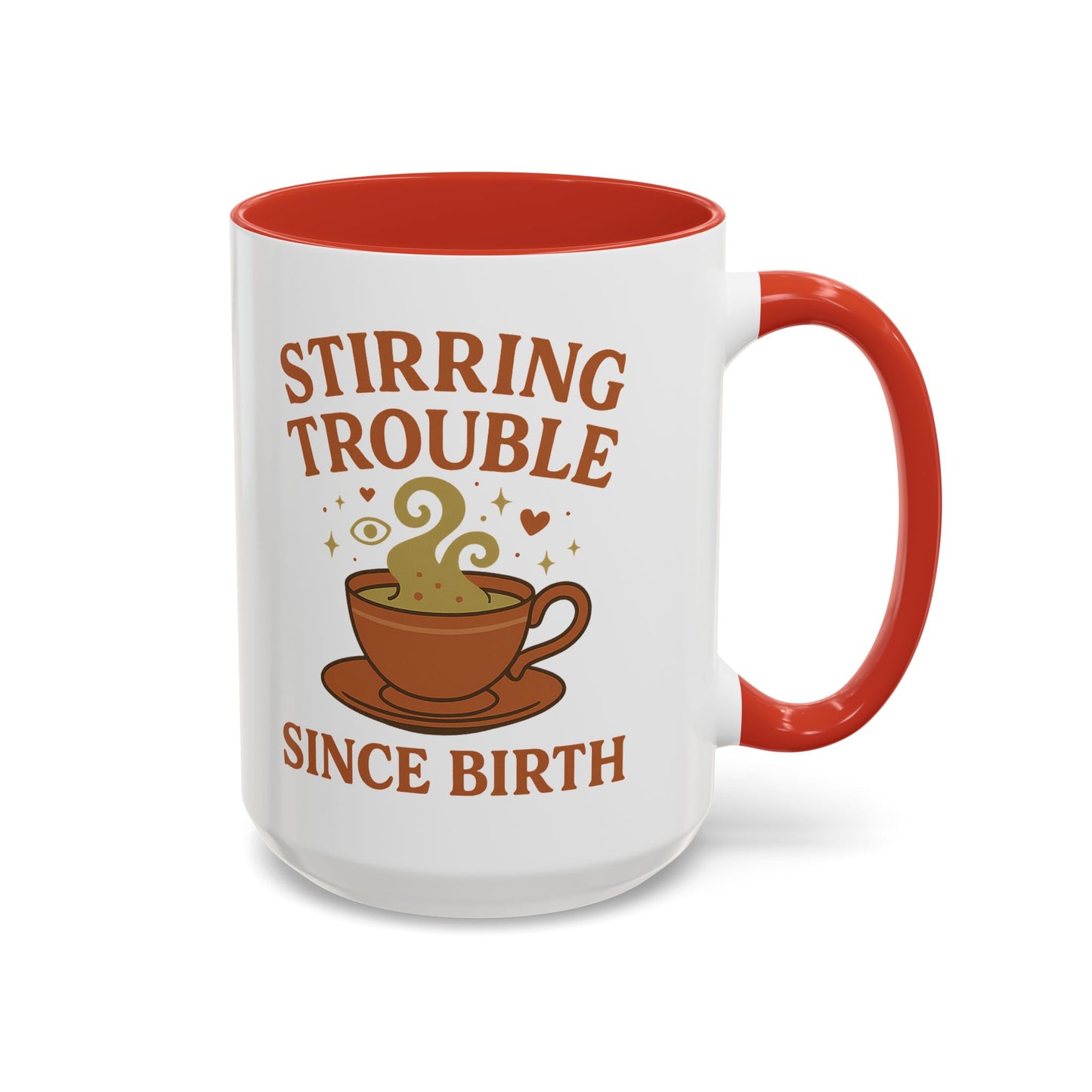 Stirring Trouble Since Birth Mug | Funny Witch Mug | Whimsical Witchcore Coffee Cup | Earth Tone Aesthetic | DivineMysticMoons Gift - Divine Mystic Moons