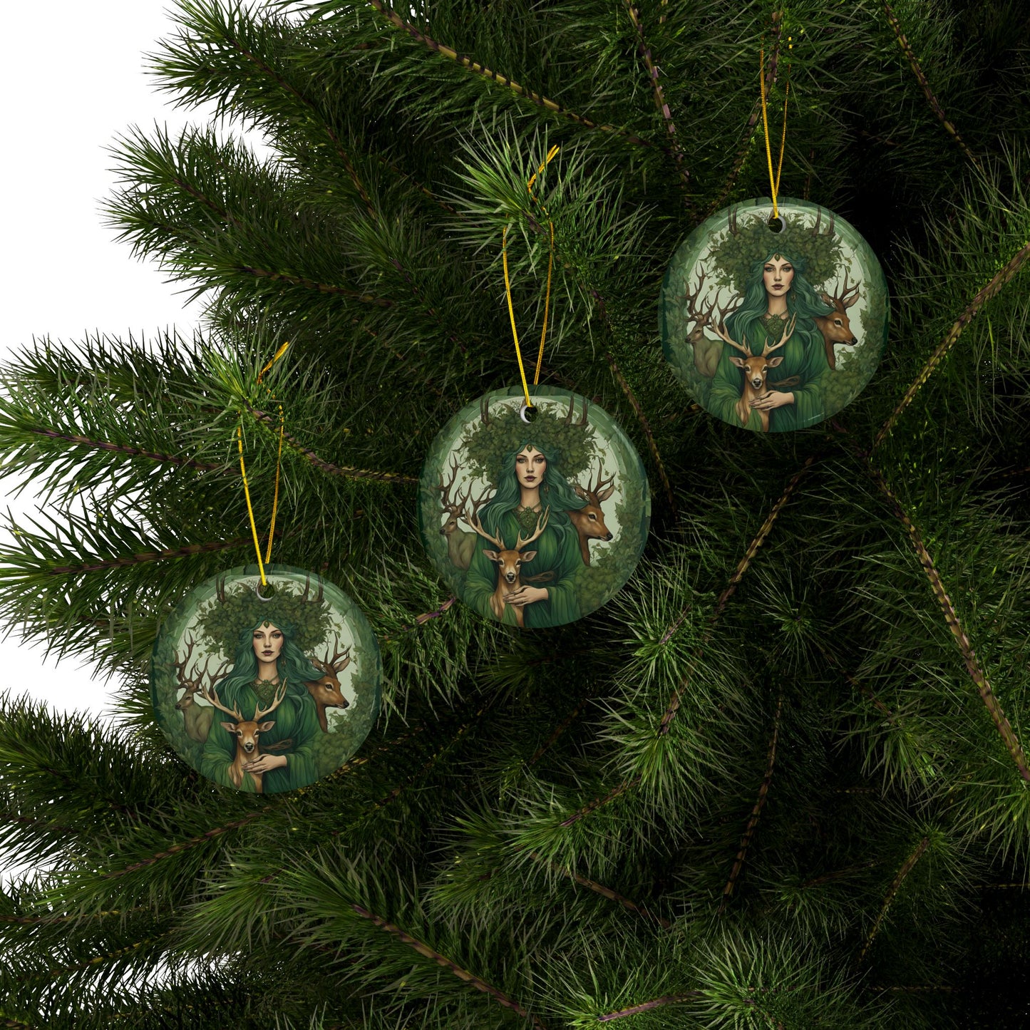 Enchanting Ceramic Ornaments,Woodland Fairy Design for Holiday Decor, Christmas Gift, Nature Lover Ornament, Eco-Friendly Craft, - Divine Mystic Moons