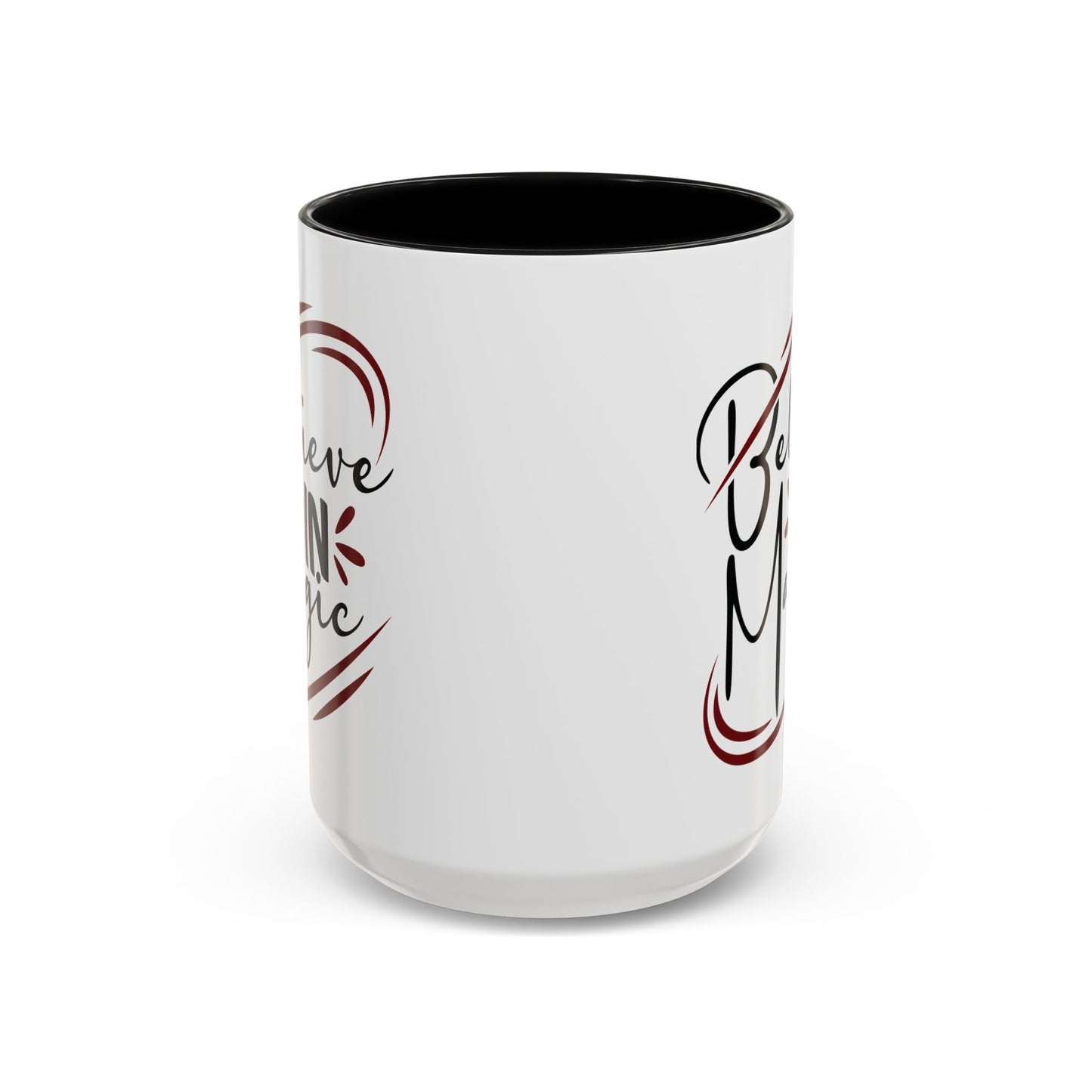 Believe in Magic Mug – Mystical Quote Coffee Cup, Witchy Gift for Her, Pink, Red, or Black Two-Tone Mug, Pagan Kitchen Decor