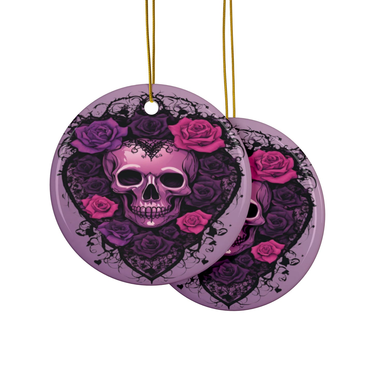 Purple Skull and Roses Holiday Ornament Alter Decor Home Decoration (1pc, 3pcs, 5pcs, 10pcs) - Divine Mystic Moons