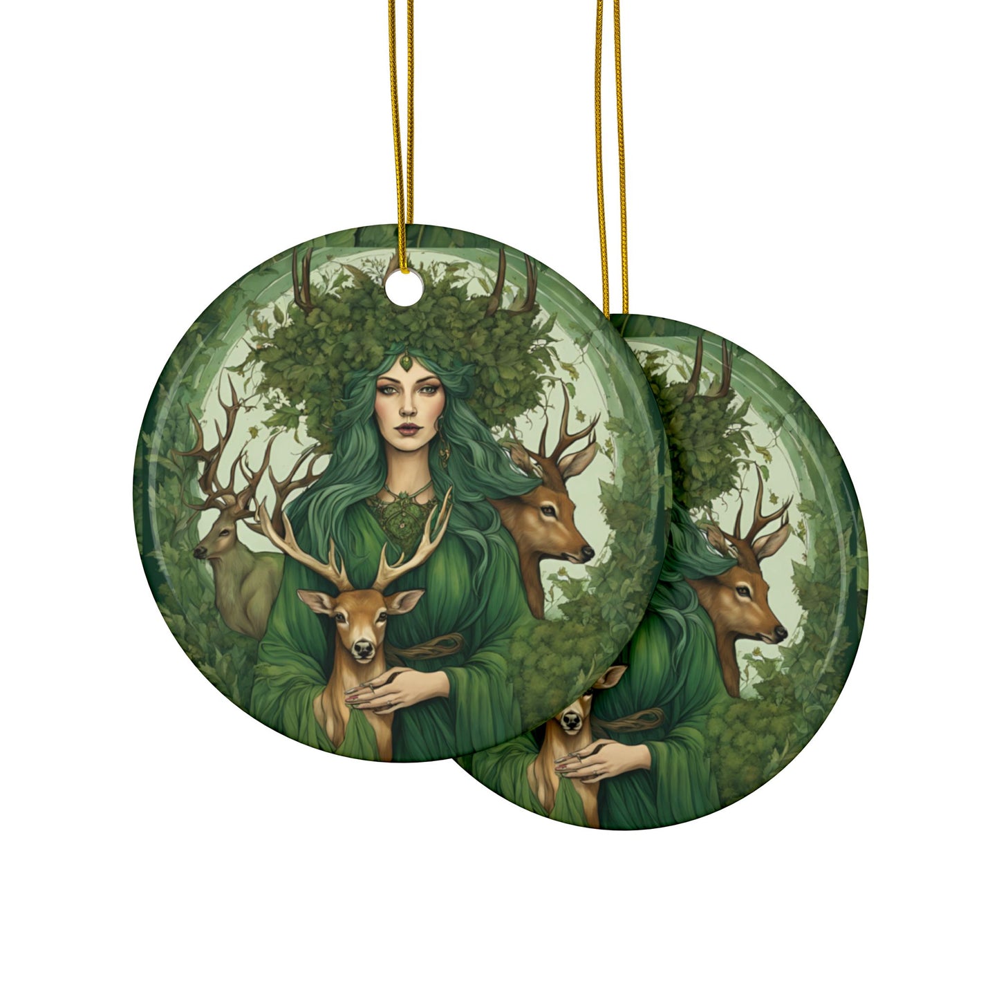 Enchanting Ceramic Ornaments,Woodland Fairy Design for Holiday Decor, Christmas Gift, Nature Lover Ornament, Eco-Friendly Craft, - Divine Mystic Moons