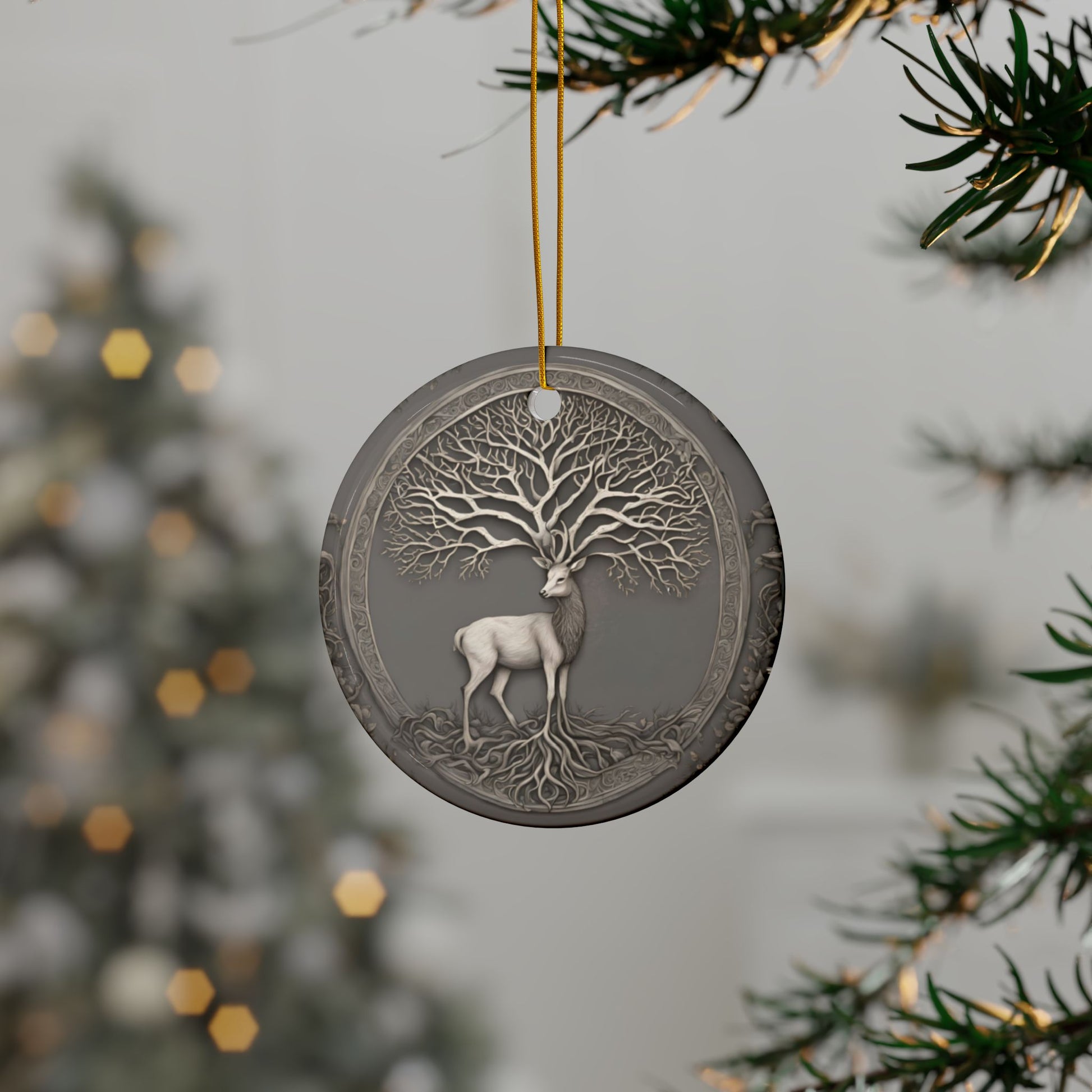 Whimsical Buck Forest Animal Tree of Life Ornaments, Nature-Inspired Holiday Decor, Perfect for Christmas, Gifts, Home Adornment - Divine Mystic Moons