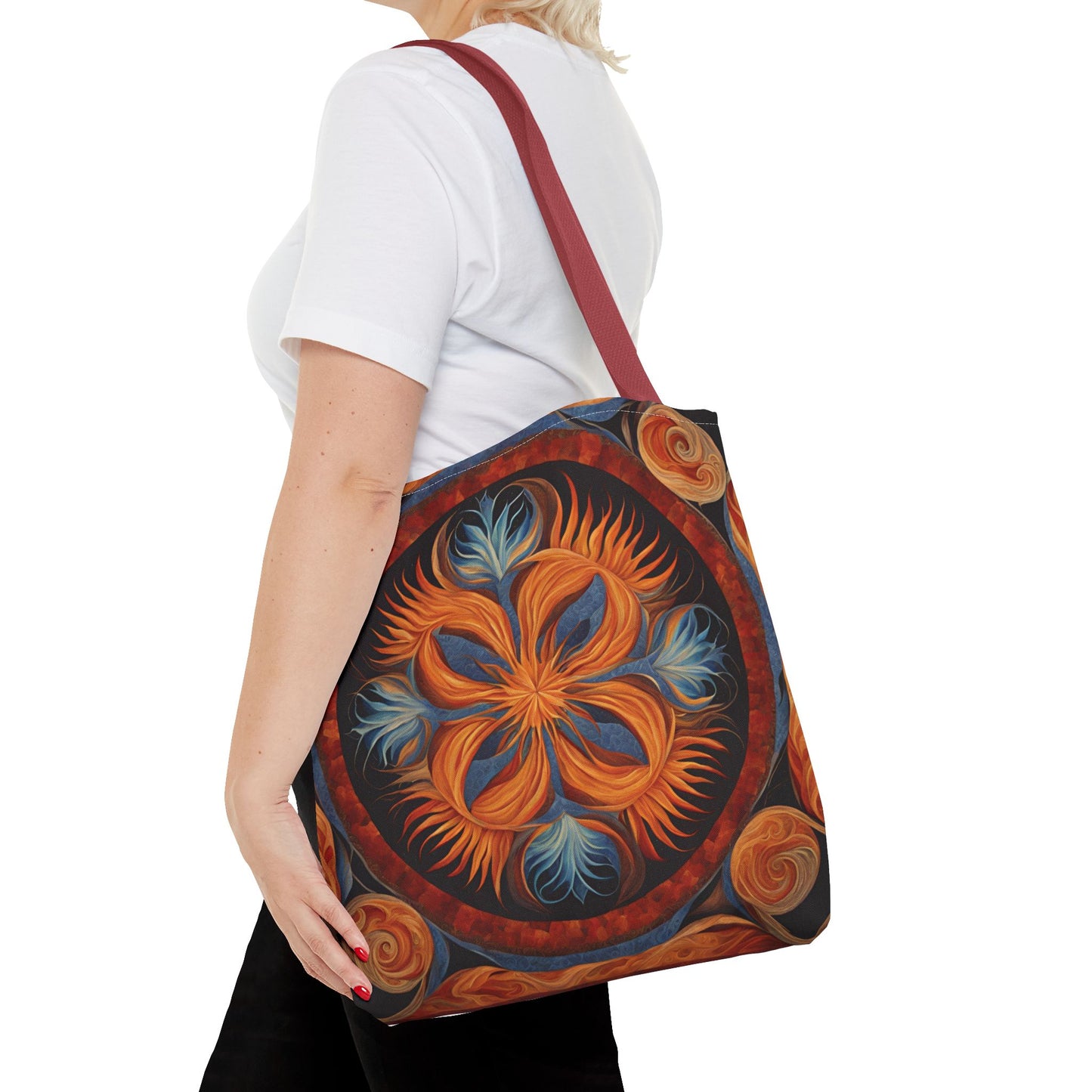 Vibrant Floral Tote Bag, Bohemian Style Handbag, Eco-Friendly Shopping Bag, Art Inspired Gift, Summer Festival Accessory - Divine Mystic Moons