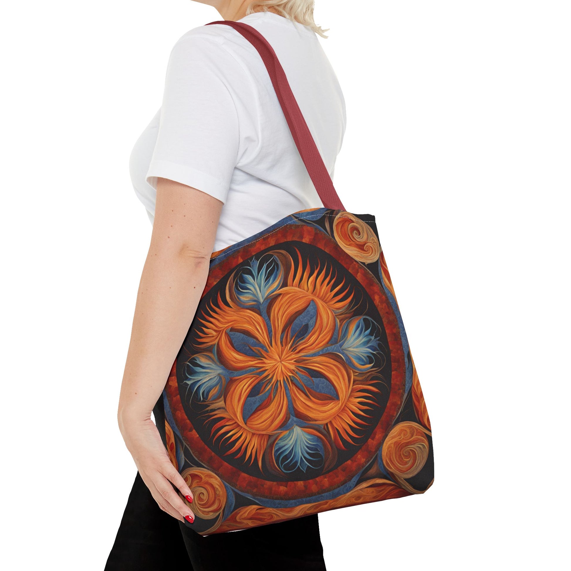 Vibrant Floral Tote Bag, Bohemian Style Handbag, Eco-Friendly Shopping Bag, Art Inspired Gift, Summer Festival Accessory - Divine Mystic Moons