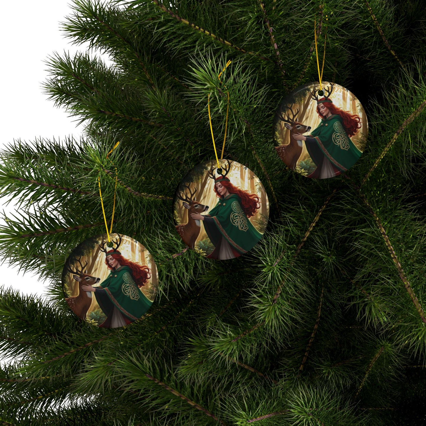 Mystical Witch Ornaments - Forest Goddess Design, Holiday Decor, Christmas Tree Decorations, Unique Gift, Eco-Friendly - Divine Mystic Moons