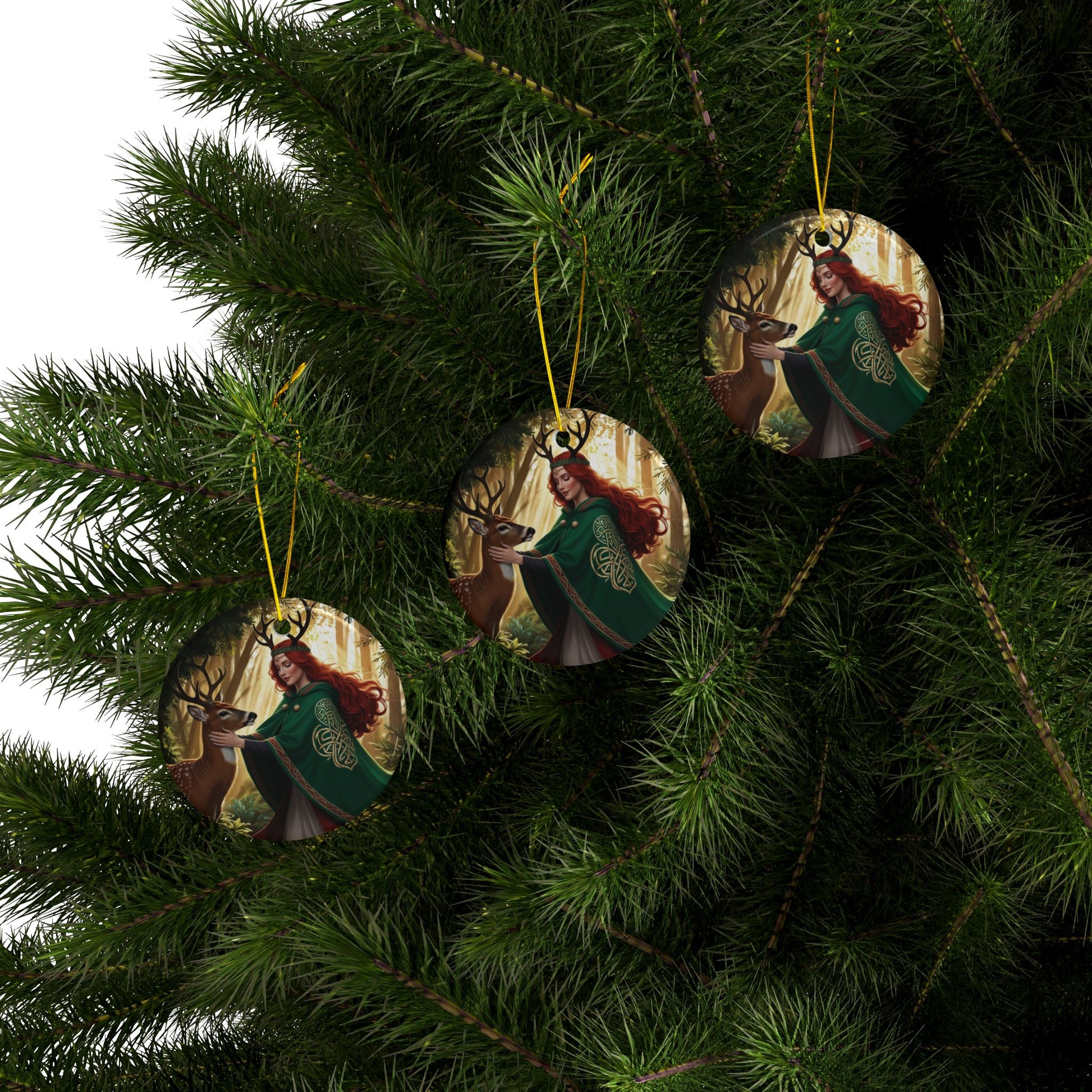 Mystical Witch Ornaments - Forest Goddess Design, Holiday Decor, Christmas Tree Decorations, Unique Gift, Eco-Friendly - Divine Mystic Moons