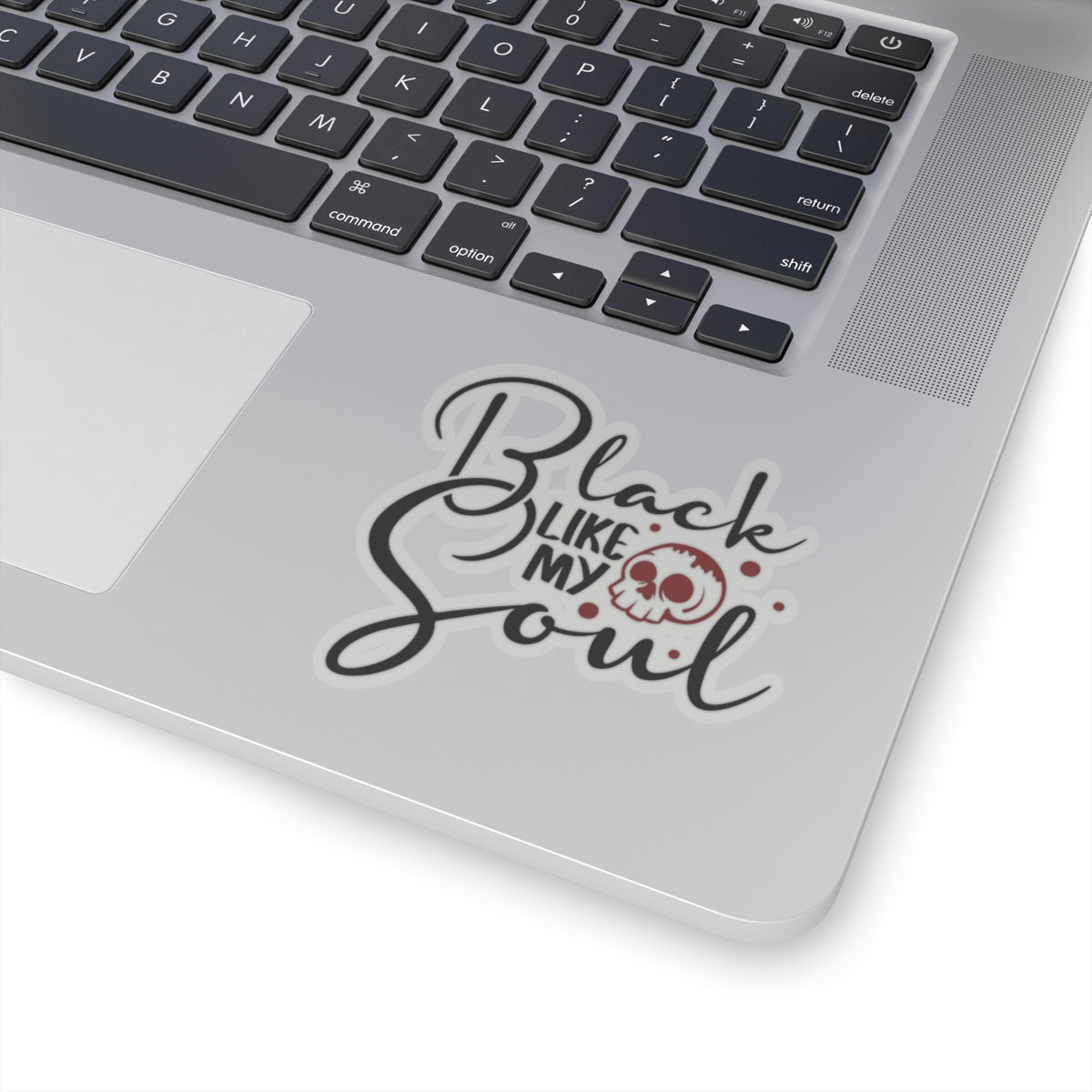 Black Like My Soul Skull Design, Perfect for Laptops, Journals, Water Bottles, Gifts, Gothic Kiss-Cut Stickers - Divine Mystic Moons