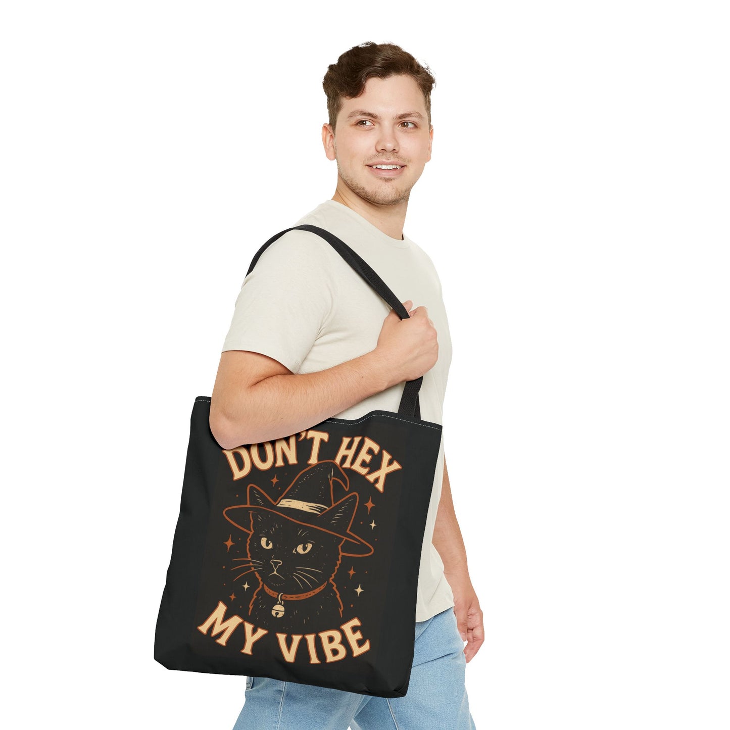 Dont Hex My Vibe Tote Bag Witchy Black Cat Bag, Funny Goth Witch Gift, Halloween Spellcaster Purse, Sarcastic Occult Accessory - Divine Mystic Moons