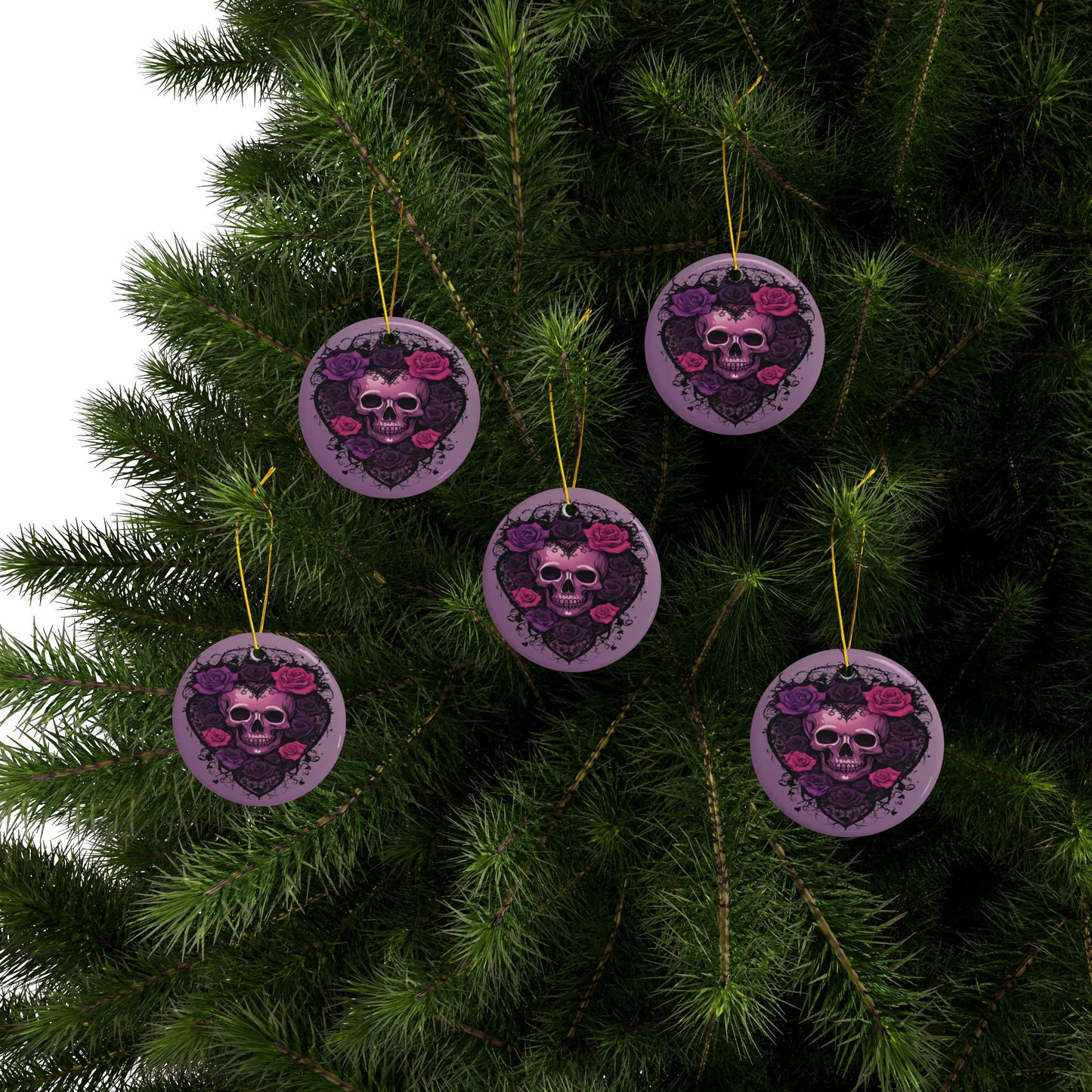 Purple Skull and Roses Holiday Ornament Alter Decor Home Decoration (1pc, 3pcs, 5pcs, 10pcs) - Divine Mystic Moons