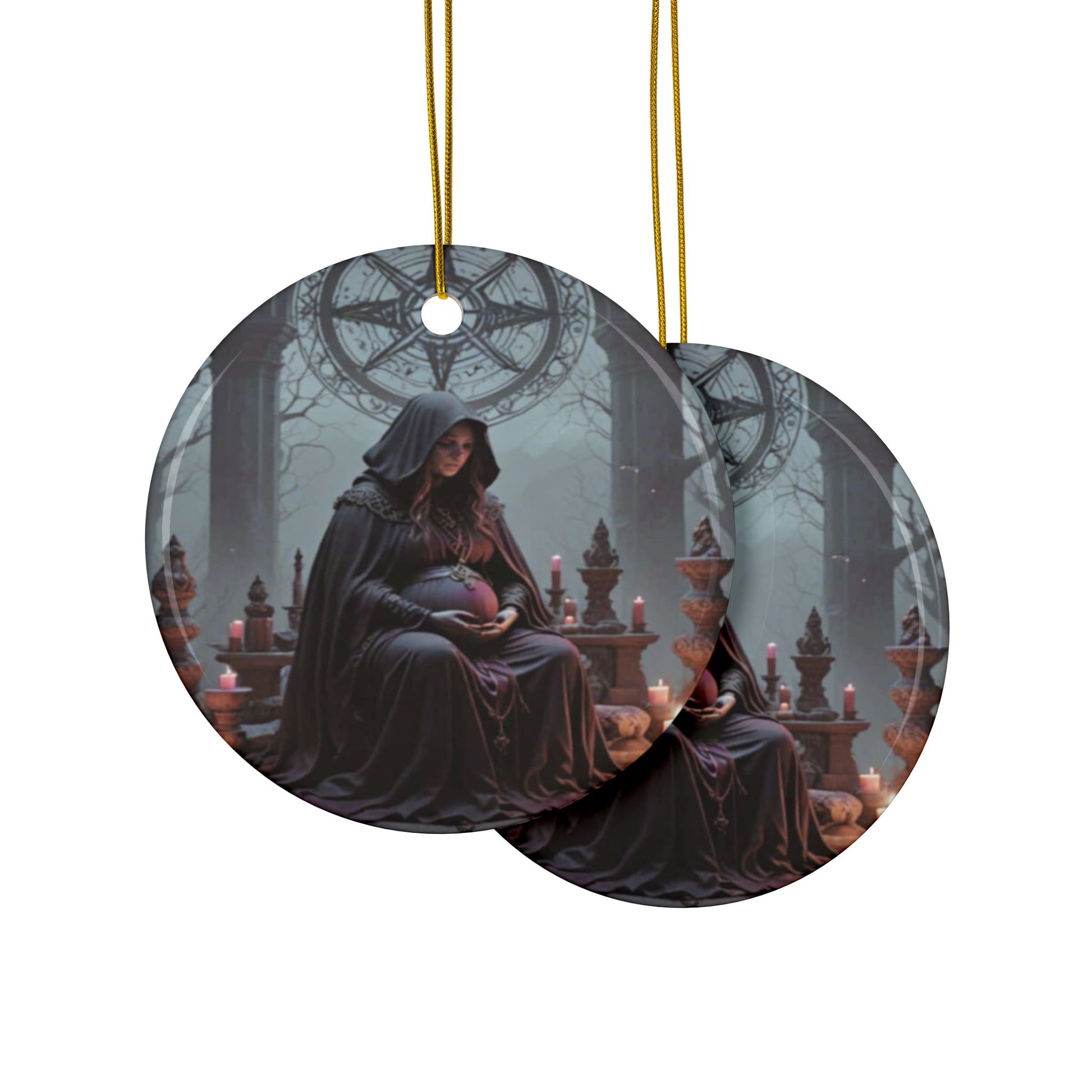Enchanting Ceramic Ornaments, Mystical Home Decor, Gothic Christmas Decorations, Unique Gift, Witchy Holiday Ornaments, 2-Side Print - Divine Mystic Moons
