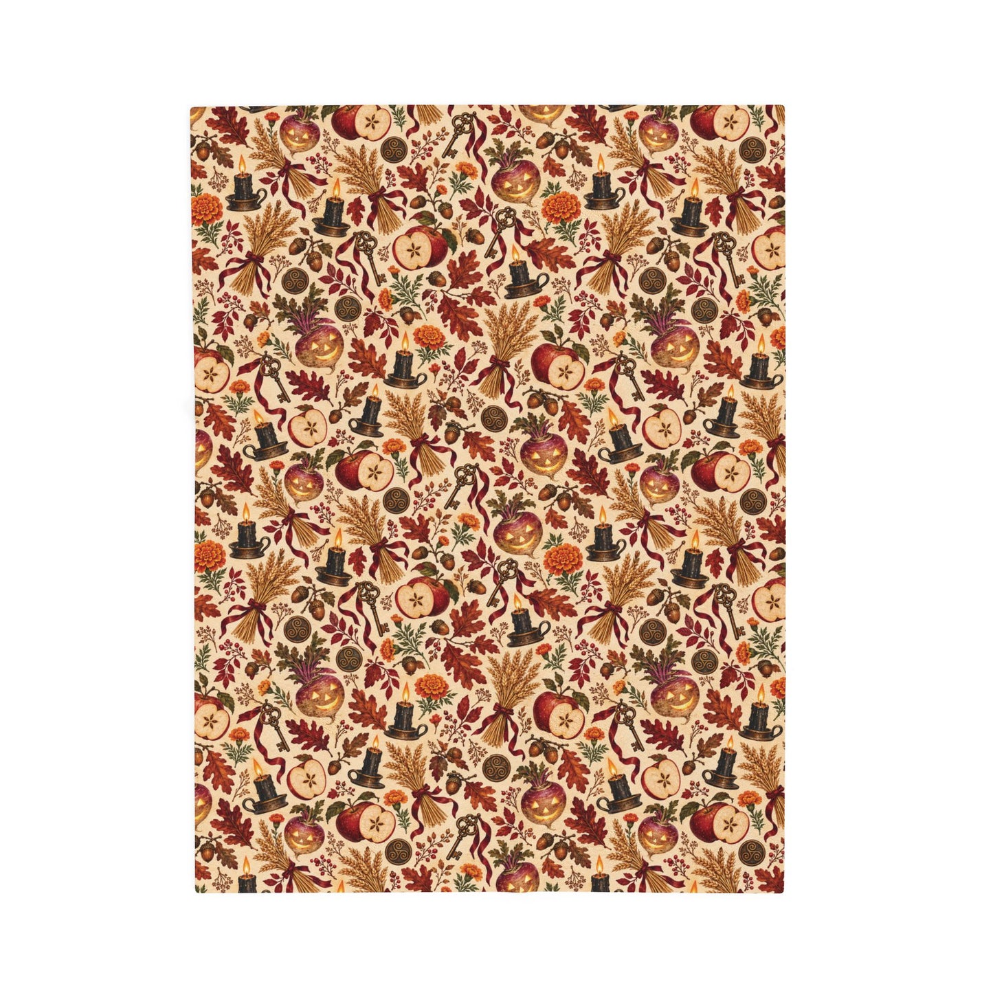 Samhain Turnip Lantern Velveteen Plush Blanket – Lightweight Autumn Harvest Throw - Divine Mystic Moons