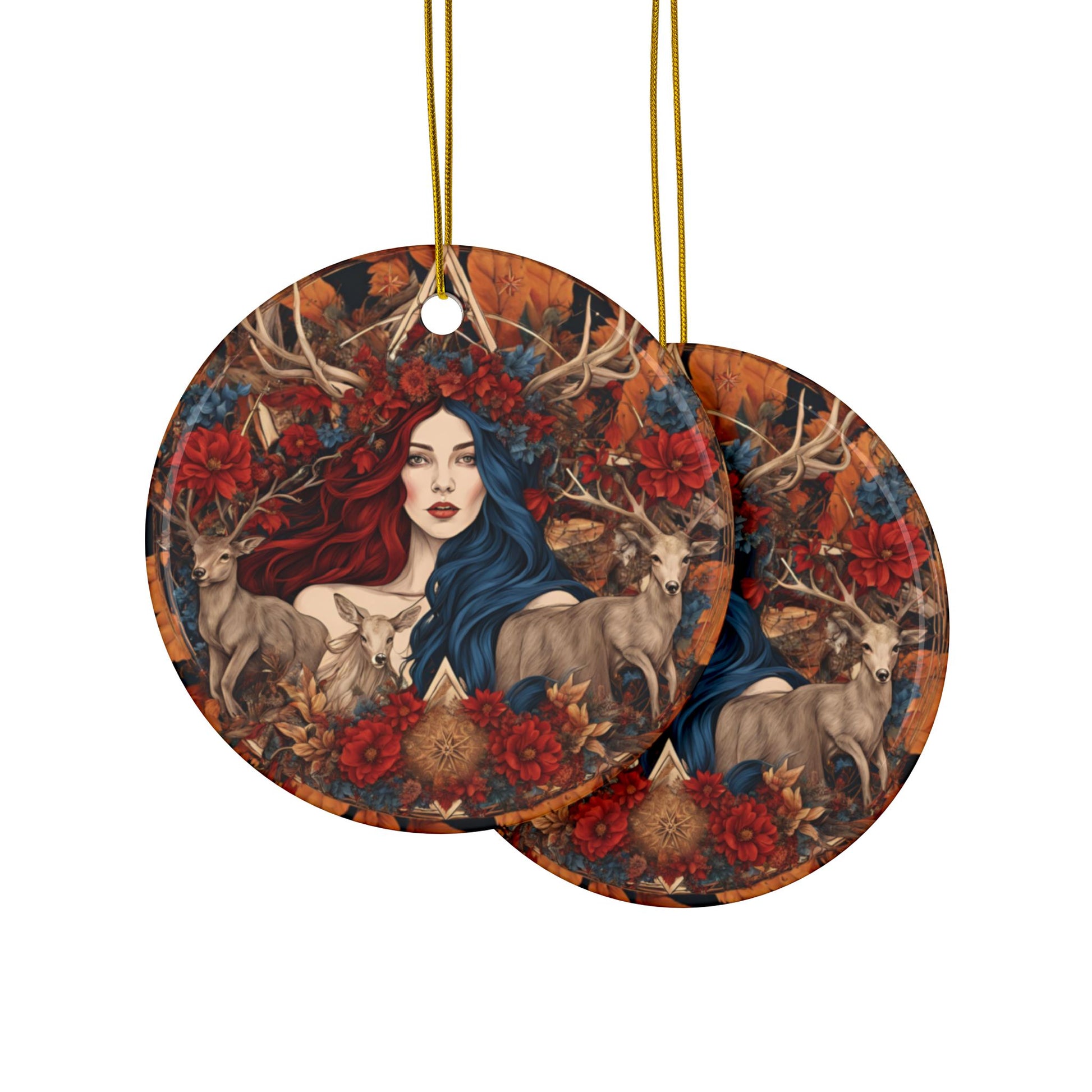 Enchanting Ceramic Ornaments,Woodland Fairy Design for Holiday Decor, Christmas Gift, Nature Lover Ornament, Eco-Friendly Craft, - Divine Mystic Moons