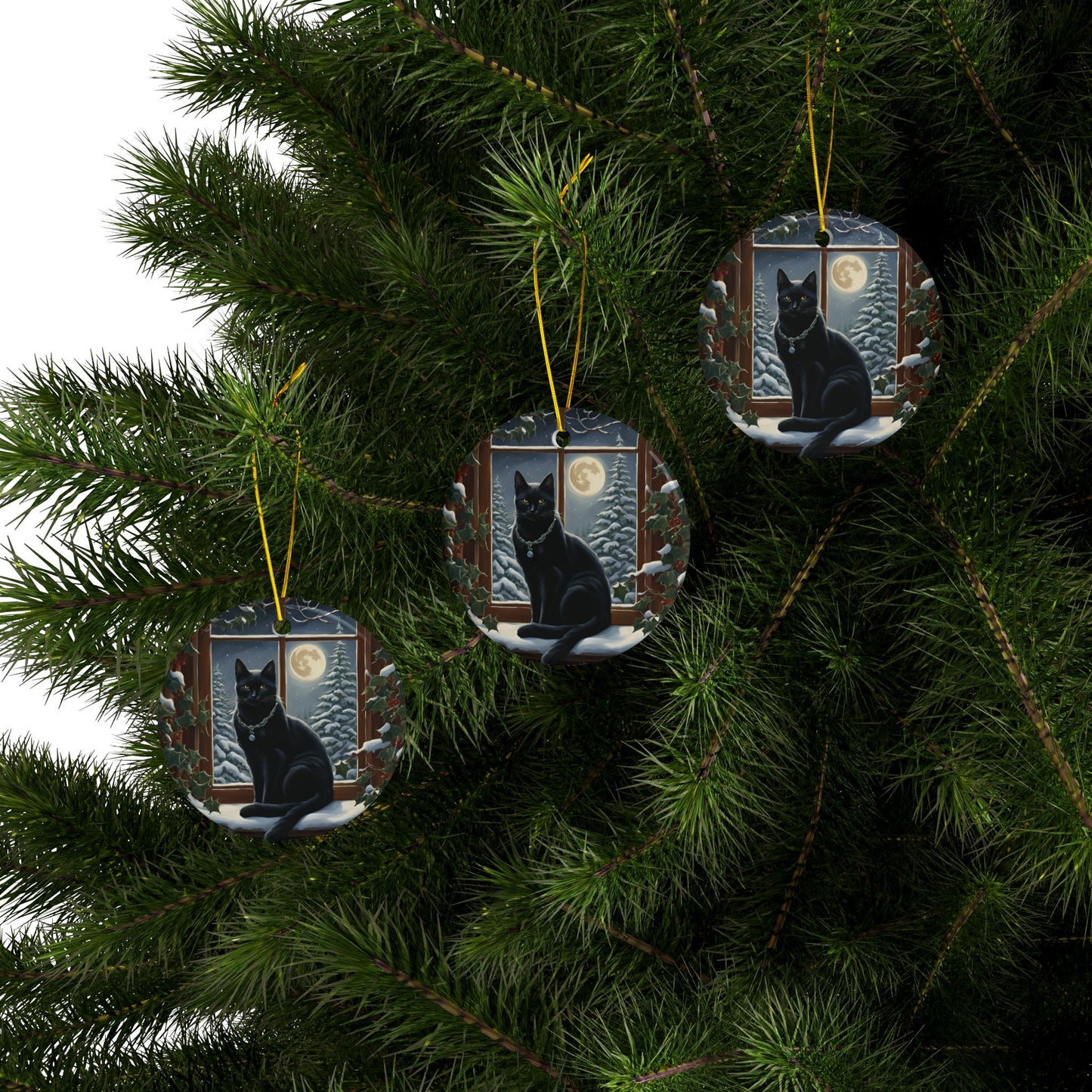 Black Cat Whimsical Ornaments Perfect for Holidays, Gift Giving, Home Decor, Tree Decorations, or Pet Lovers! - Divine Mystic Moons