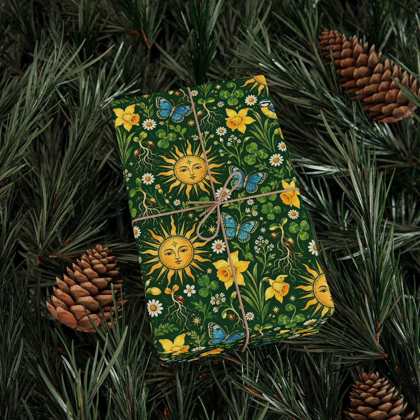 Ostara Golden Sun & Spring Meadow Wrapping Paper