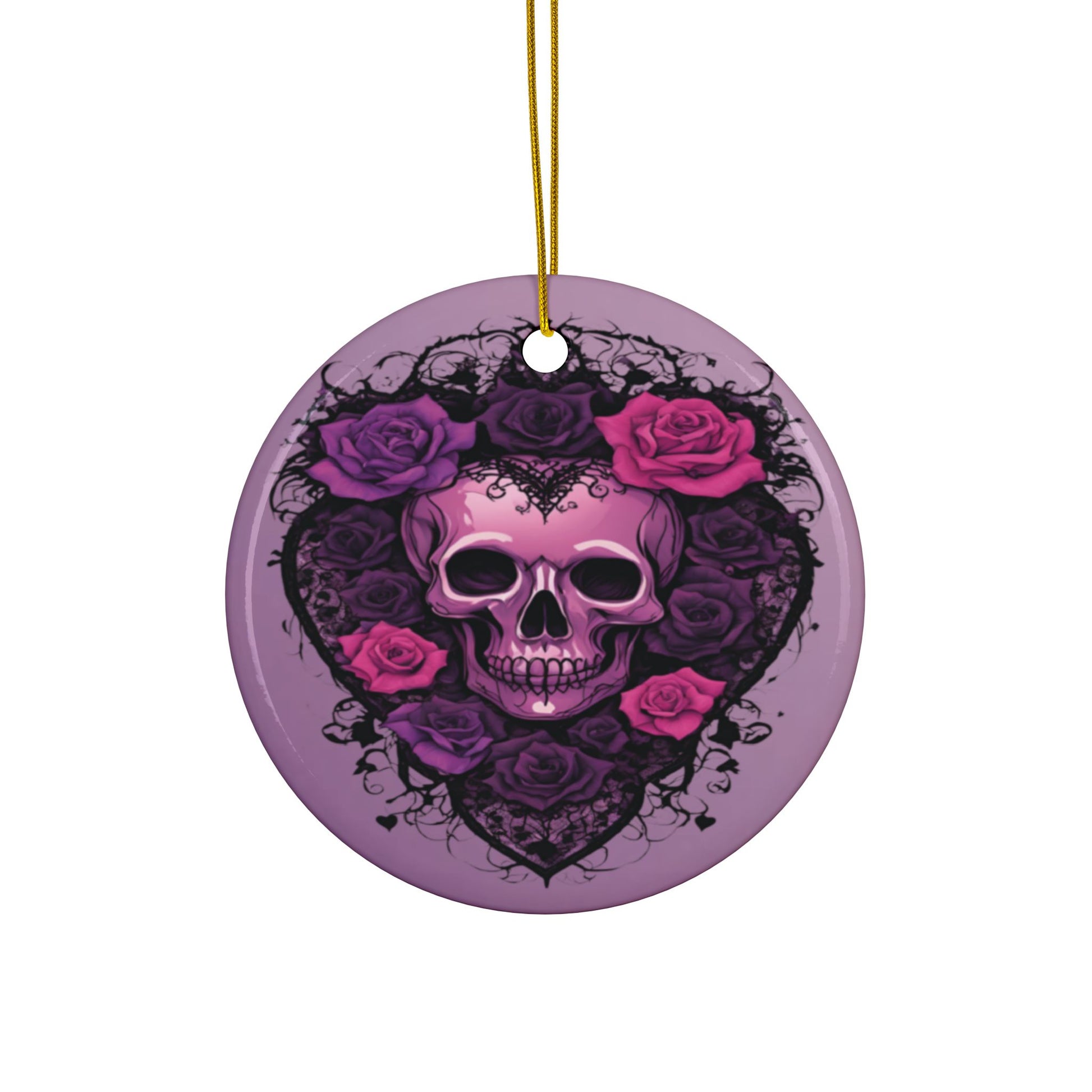 Purple Skull and Roses Holiday Ornament Alter Decor Home Decoration (1pc, 3pcs, 5pcs, 10pcs) - Divine Mystic Moons