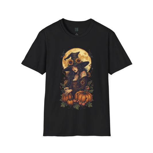 Pagan Witch Pumpkin T-Shirt Mabon Samhain Harvest Moon Tee Witchcore Wiccan Fall Shirt Autumn Sabbat Ritual Graphic Top - Divine Mystic Moons