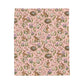 Ostara Rabbit & Spring Egg Velveteen Plush Throw | Lightweight Pink Spring Blanket