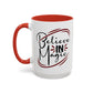 Believe in Magic Mug – Mystical Quote Coffee Cup, Witchy Gift for Her, Pink, Red, or Black Two-Tone Mug, Pagan Kitchen Decor