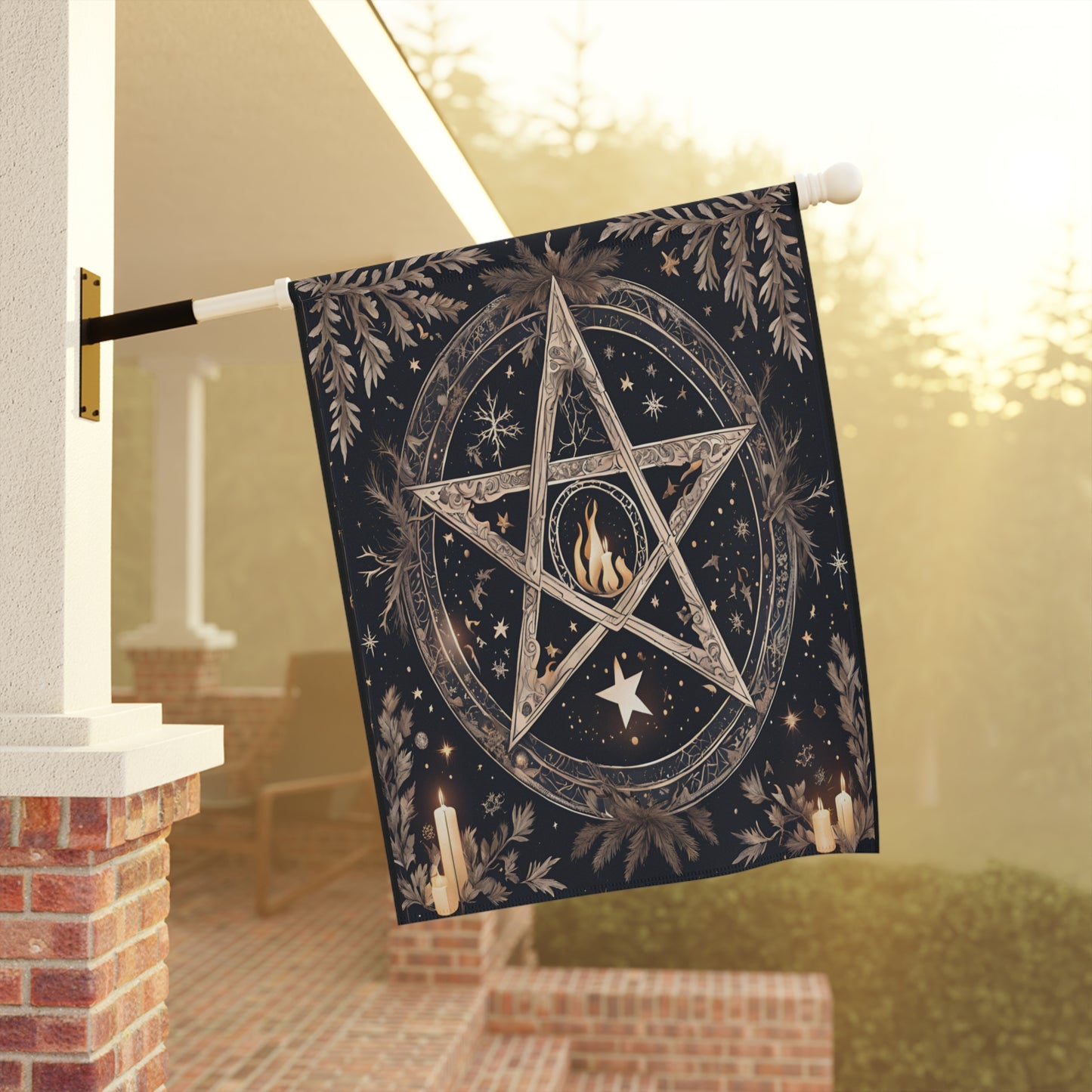Winter Flame Pentagram Garden Flag