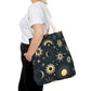 Celestial Tote Bag, Starry Sky Beach Bag, Astrology Shopping Tote, Cosmic Gift for Astronomers, Lunar Print Market Tote - Divine Mystic Moons