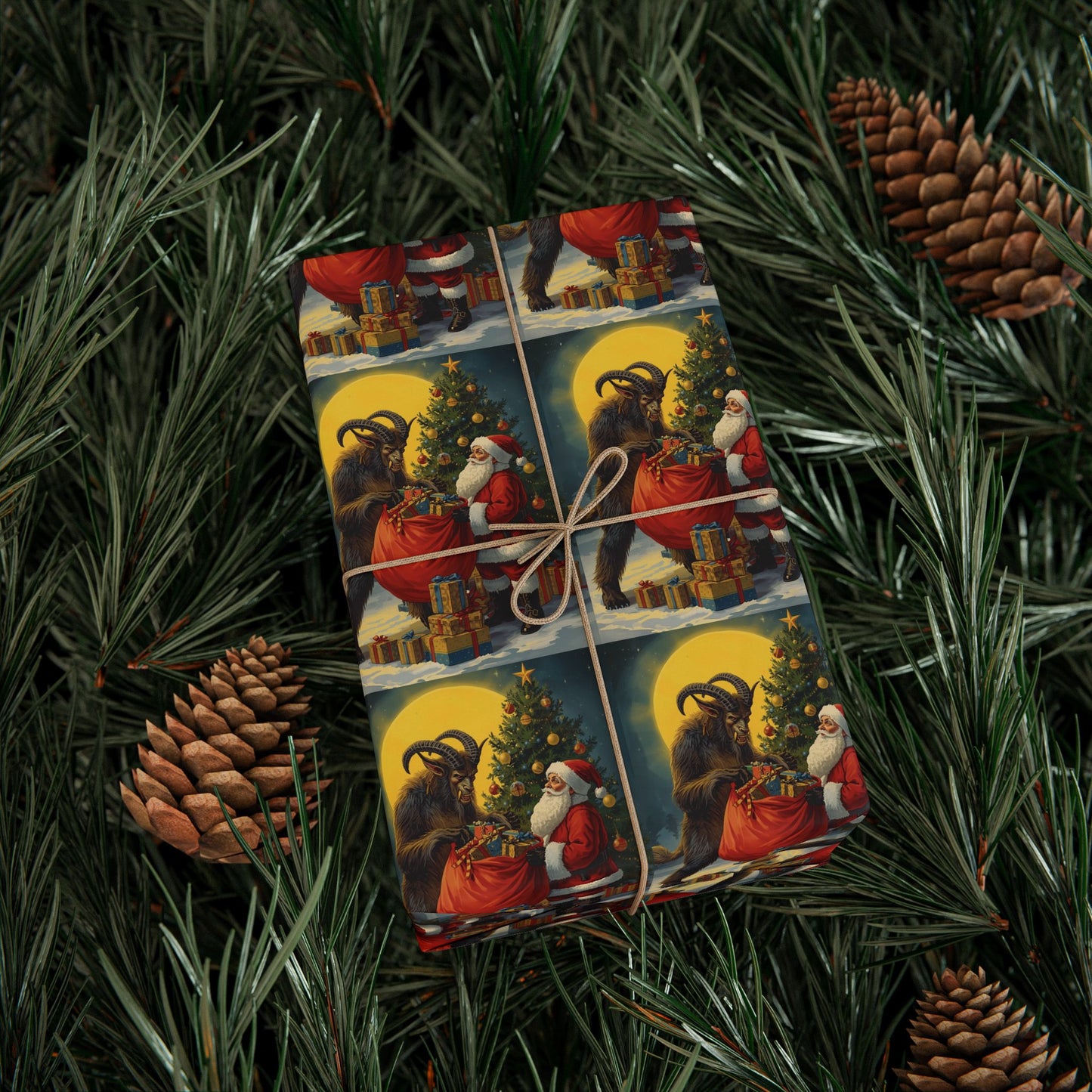 Krampus & Santa Winter Folklore Wrapping Paper