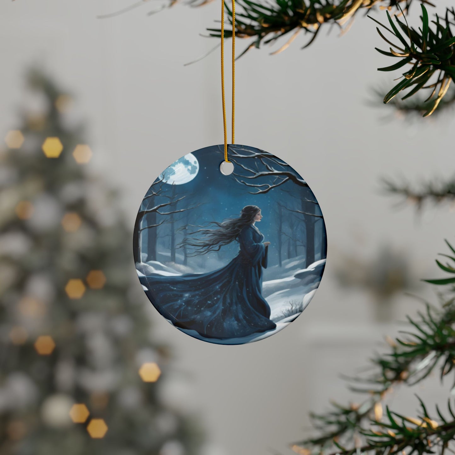 Moonlit Winter Maiden Blue Yule Ornament
