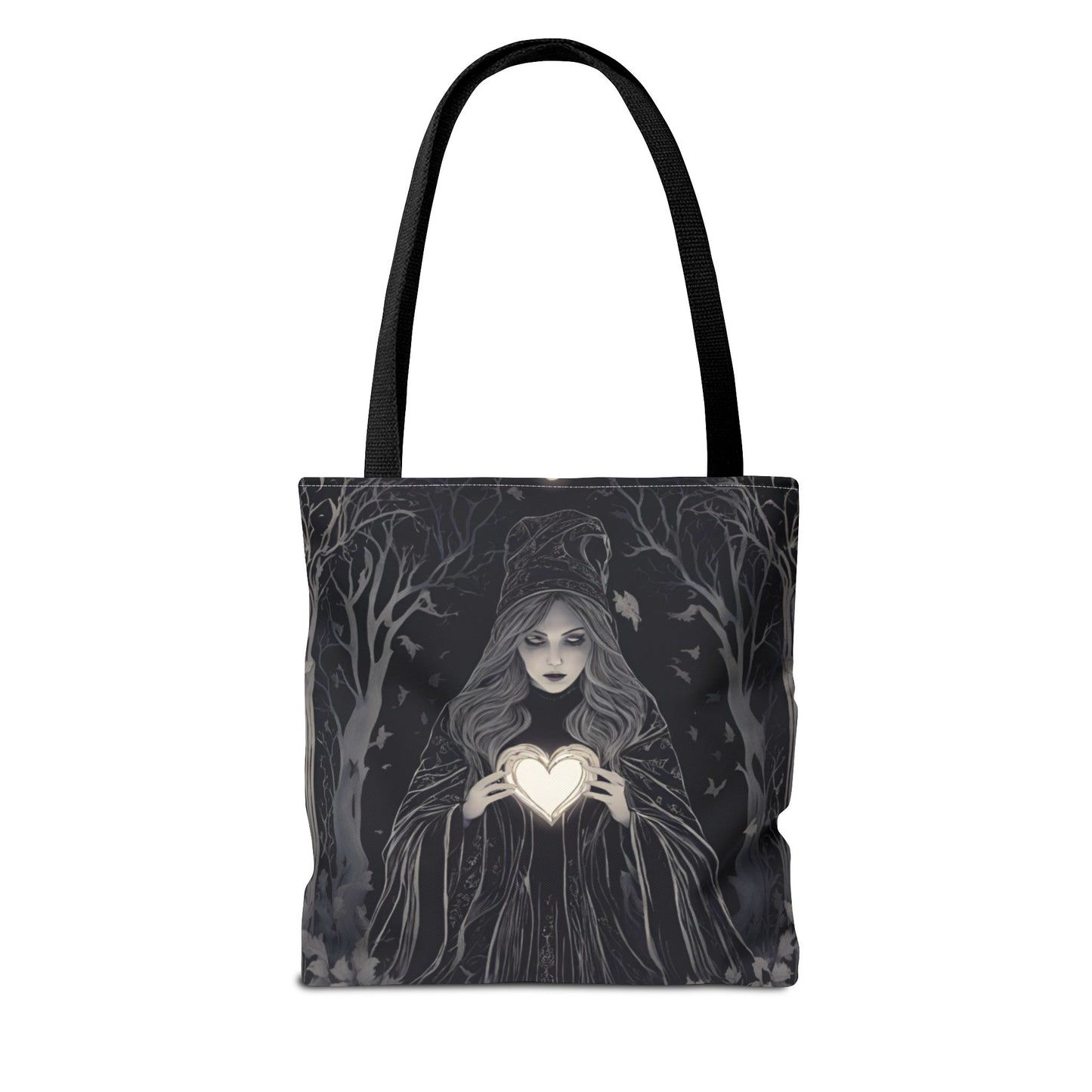 Mystical Heart Tote Bag - Gothic Fashion, Witchy Style, Witchy Gift, Perfect for Halloween, Everyday Use, Stylish Accessory - Divine Mystic Moons