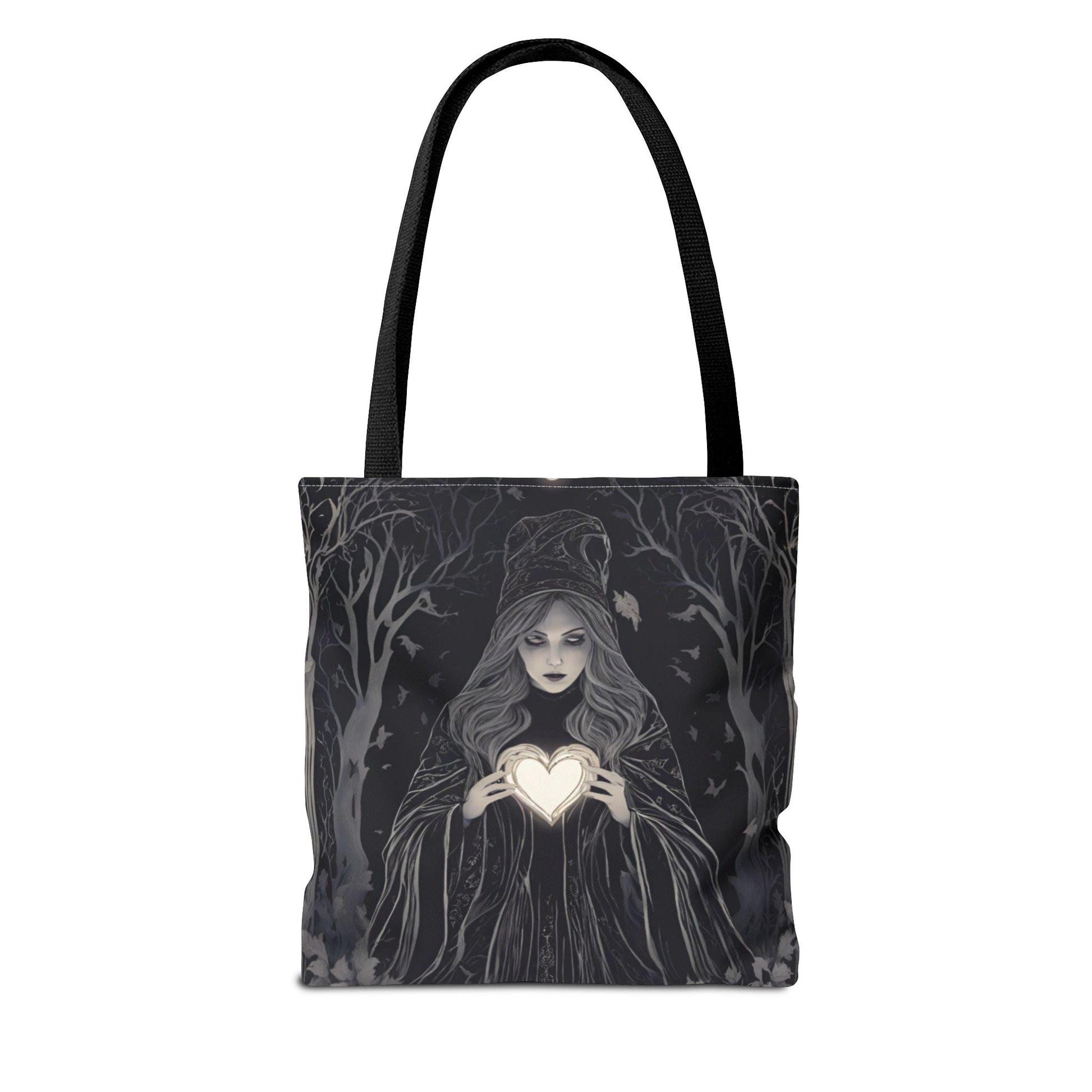 Mystical Heart Tote Bag - Gothic Fashion, Witchy Style, Witchy Gift, Perfect for Halloween, Everyday Use, Stylish Accessory - Divine Mystic Moons