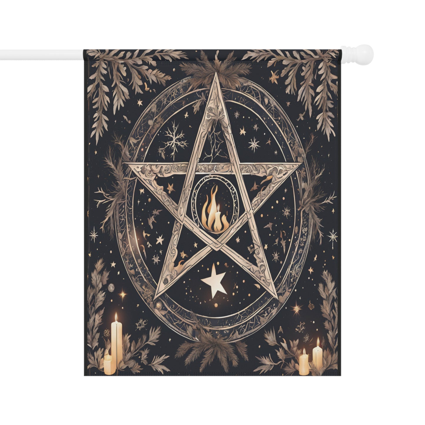 Winter Flame Pentagram Garden Flag