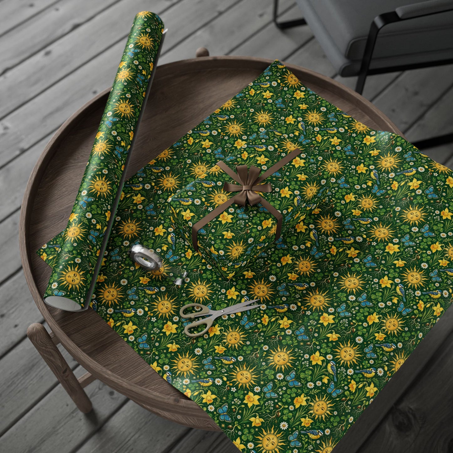 Ostara Golden Sun & Spring Meadow Wrapping Paper