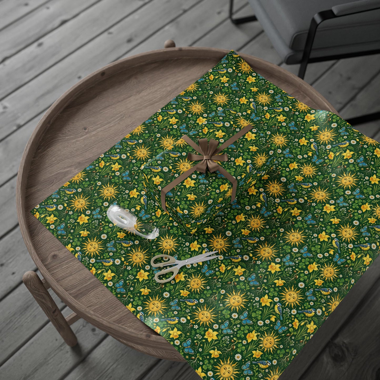 Ostara Golden Sun & Spring Meadow Wrapping Paper