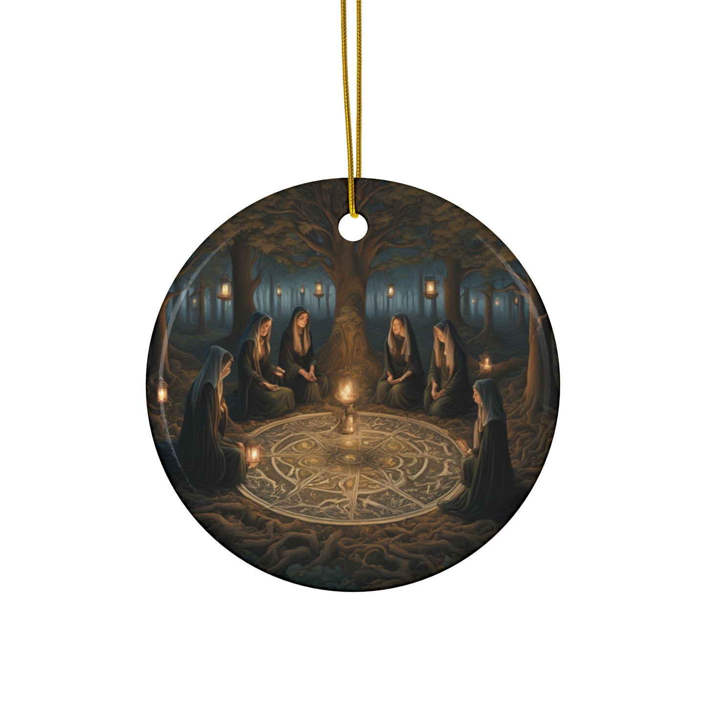 Witch Coven Mystical Ornaments - 2-Sided Print, Witchy Decor, Holiday Gifts, Collectible Keepsakes, Spiritual Home Accents, Witchcraft - Divine Mystic Moons