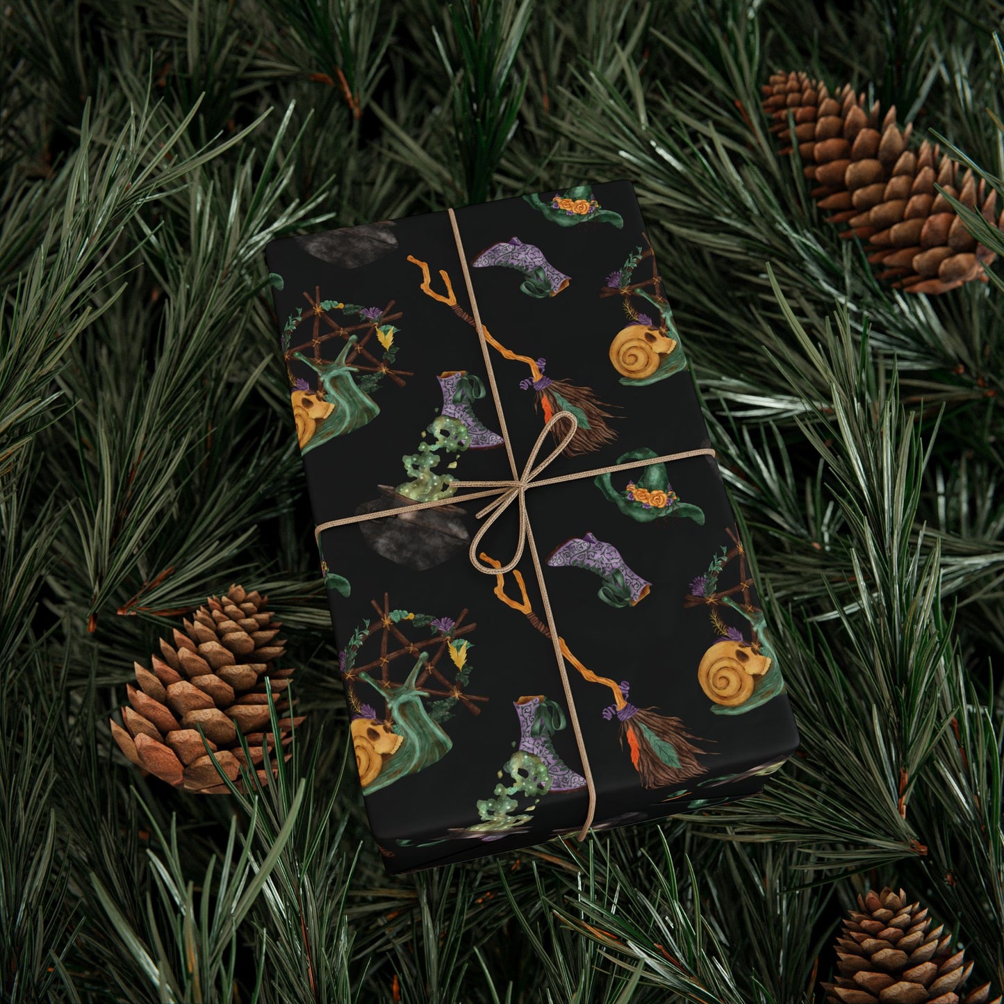Midnight Witch Hat & Cauldron Wrapping Paper
