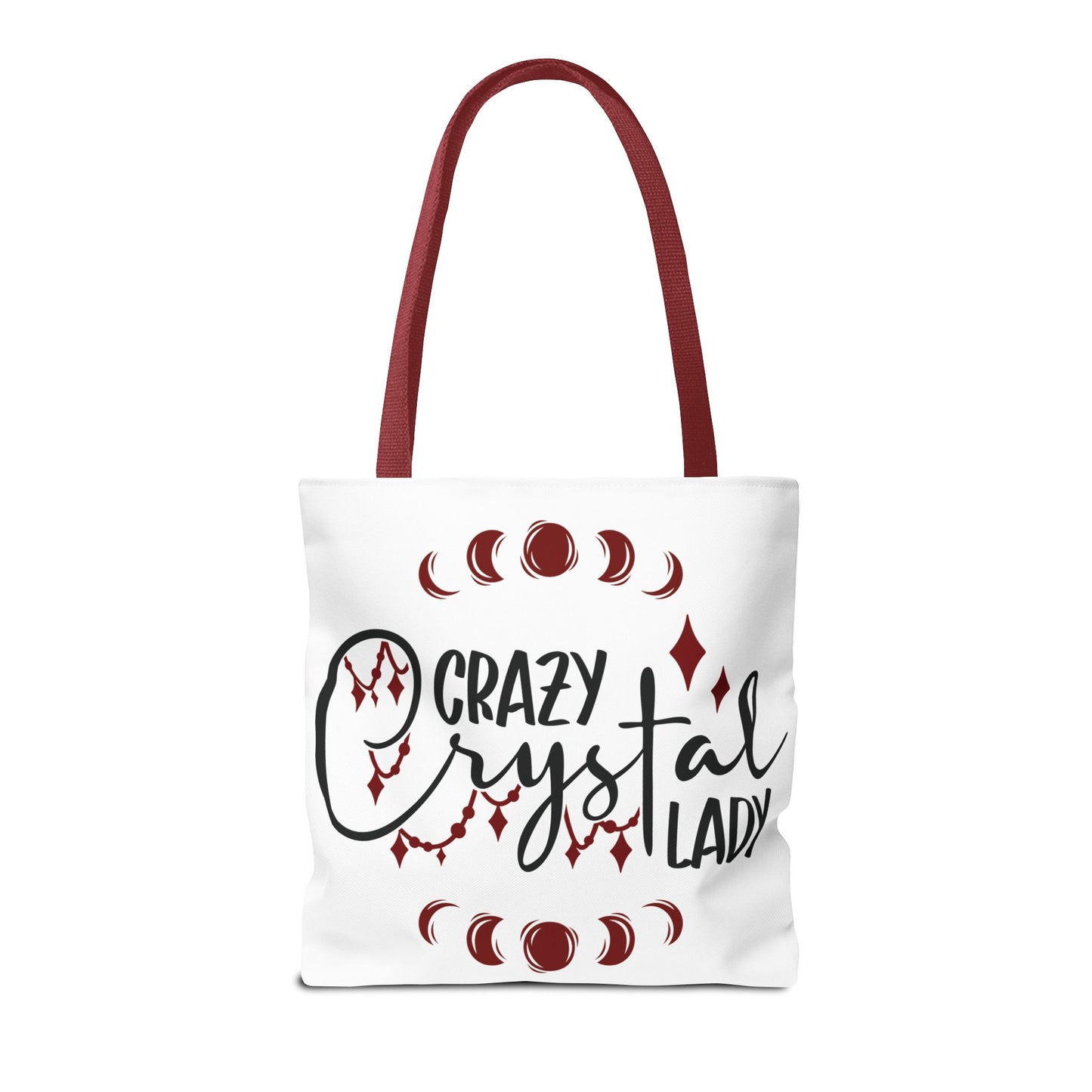 Crazy Crystal Lady Tote Bag - Perfect for Gift, Witchcraft, Crystals, Shopping, Eco-Friendly, Astrology Lover - Divine Mystic Moons