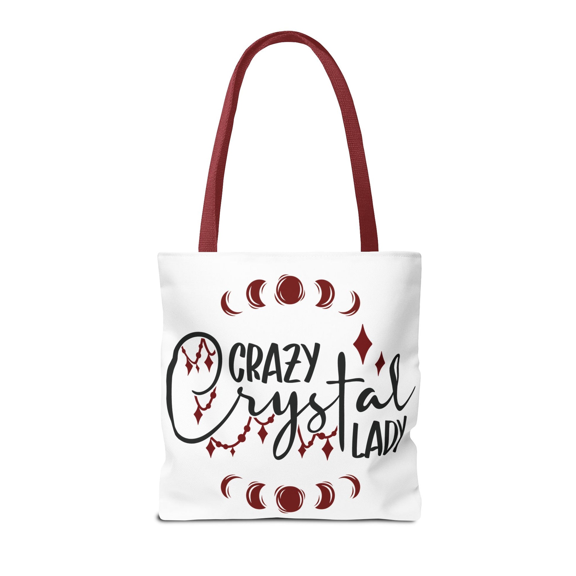 Crazy Crystal Lady Tote Bag - Perfect for Gift, Witchcraft, Crystals, Shopping, Eco-Friendly, Astrology Lover - Divine Mystic Moons