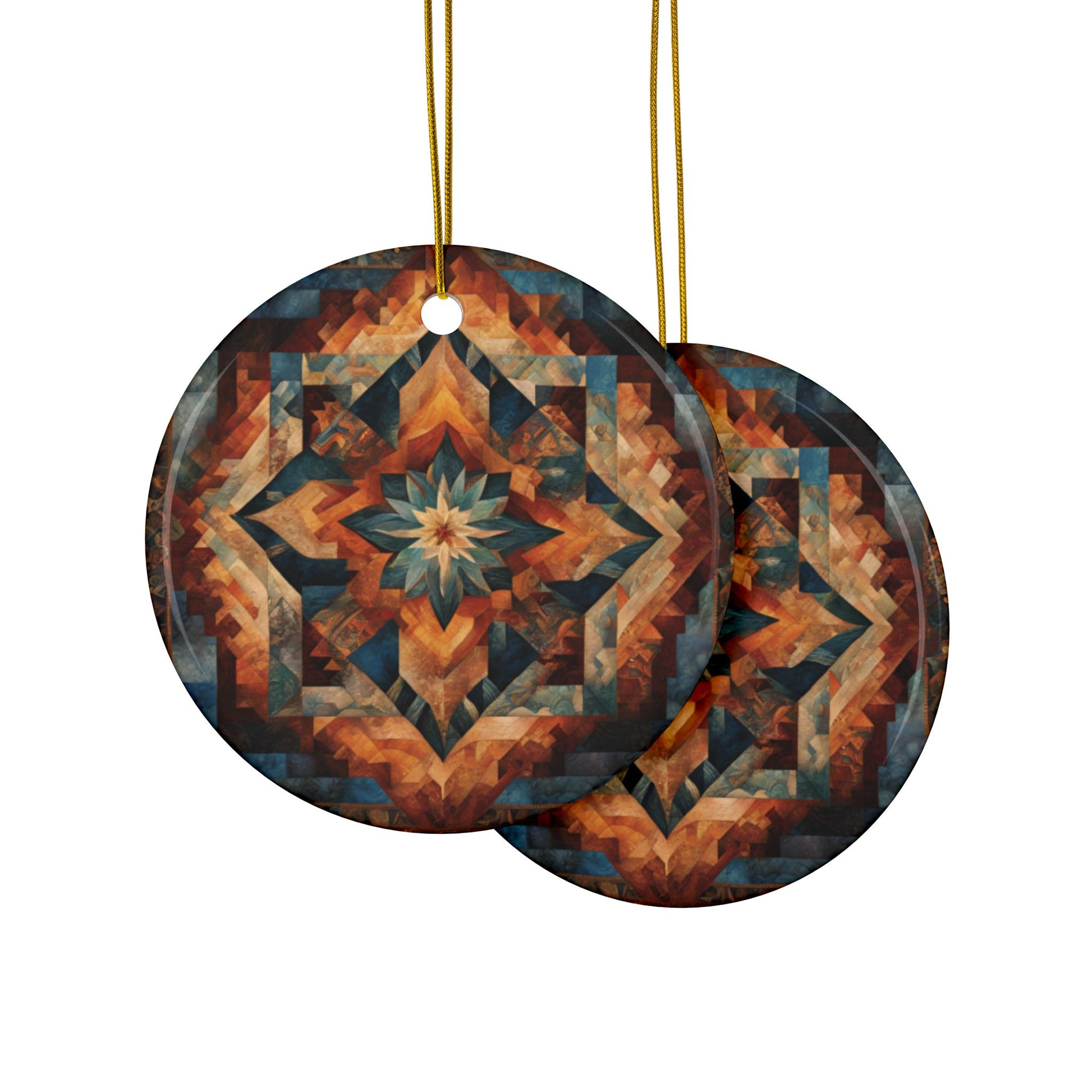 Rustic Ceramic Ornaments - Boho Holiday Decor, Unique Gift for Christmas, 2-Sided Print, Set of 1, 3, 5, or 10, Festive Home Decor - Divine Mystic Moons