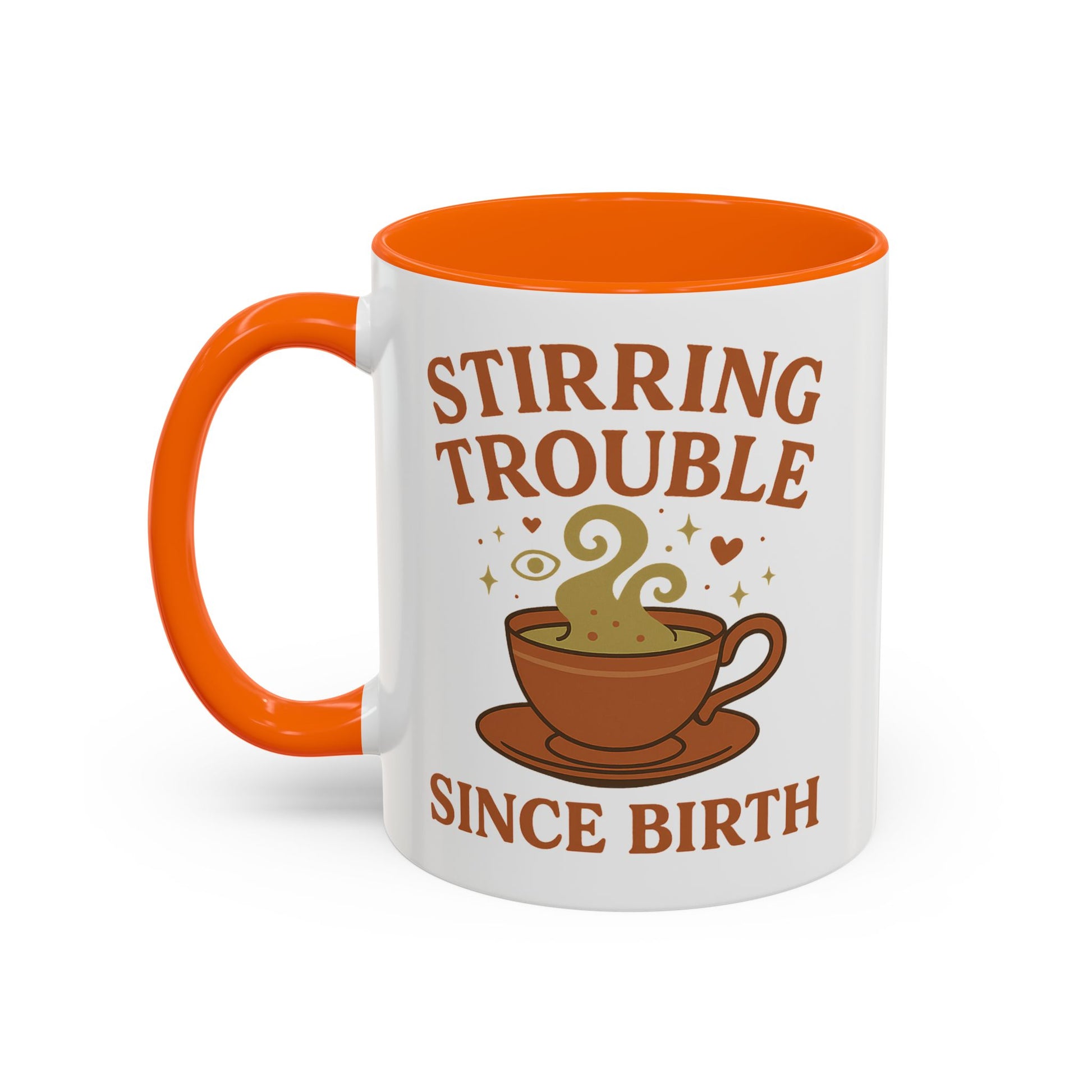 Stirring Trouble Since Birth Mug | Funny Witch Mug | Whimsical Witchcore Coffee Cup | Earth Tone Aesthetic | DivineMysticMoons Gift - Divine Mystic Moons