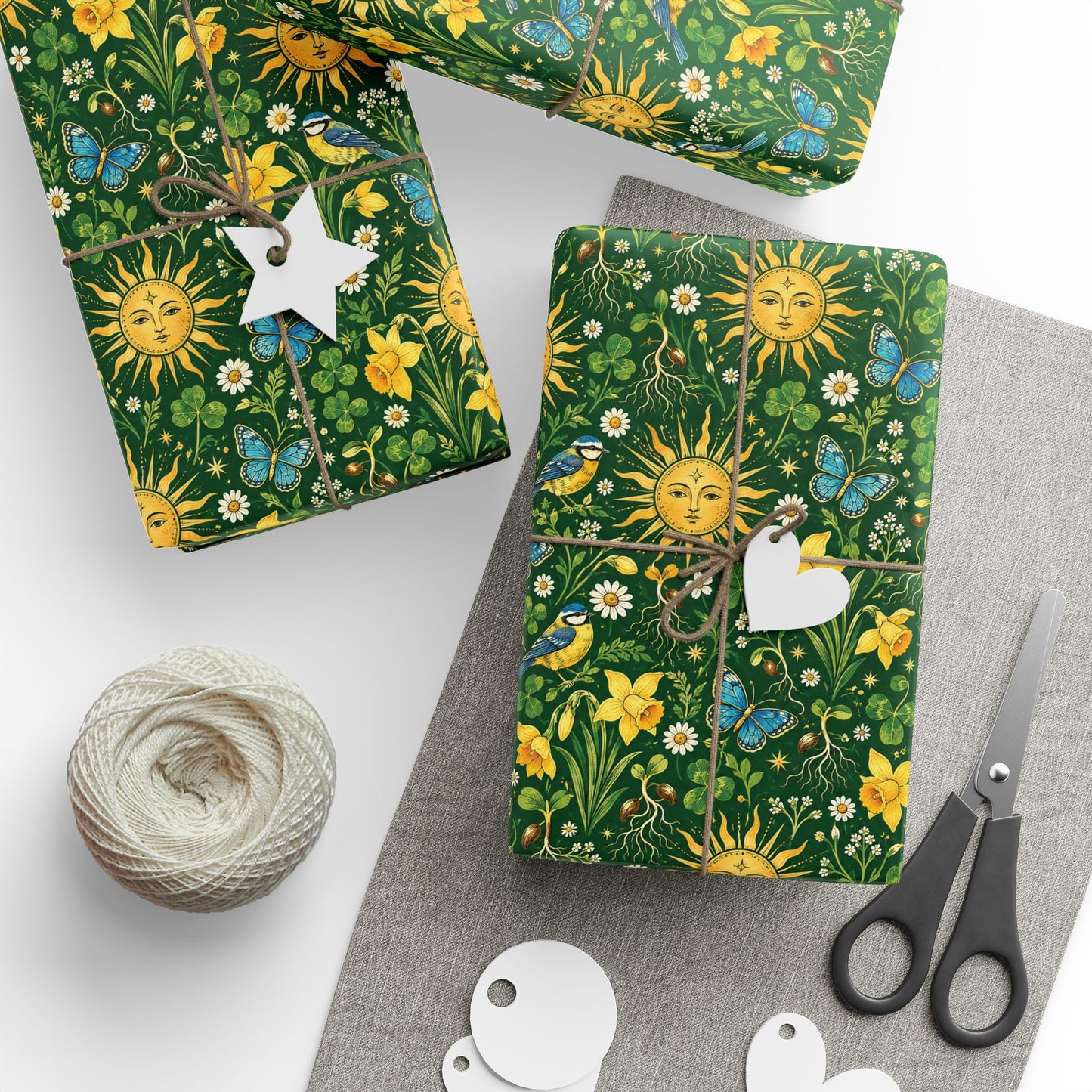 Ostara Golden Sun & Spring Meadow Wrapping Paper