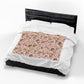 Ostara Rabbit & Spring Egg Velveteen Plush Throw | Lightweight Pink Spring Blanket