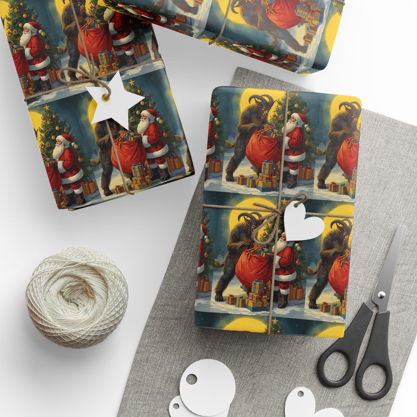 Krampus & Santa Winter Folklore Wrapping Paper