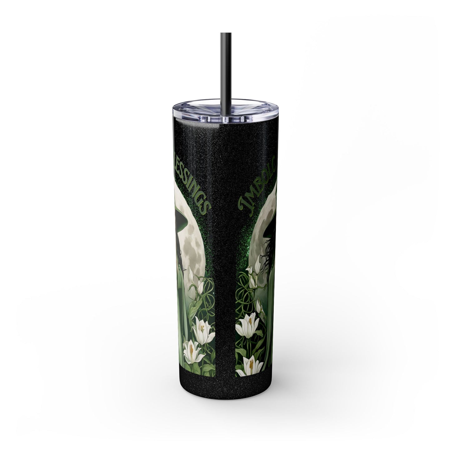 Imbolc Blessings Skinny Tumbler with Straw, 20oz | Witchy Drinkware | Gift for Pagans & Wiccans | Eco-Friendly Travel Cup | Modern Mug - Divine Mystic Moons