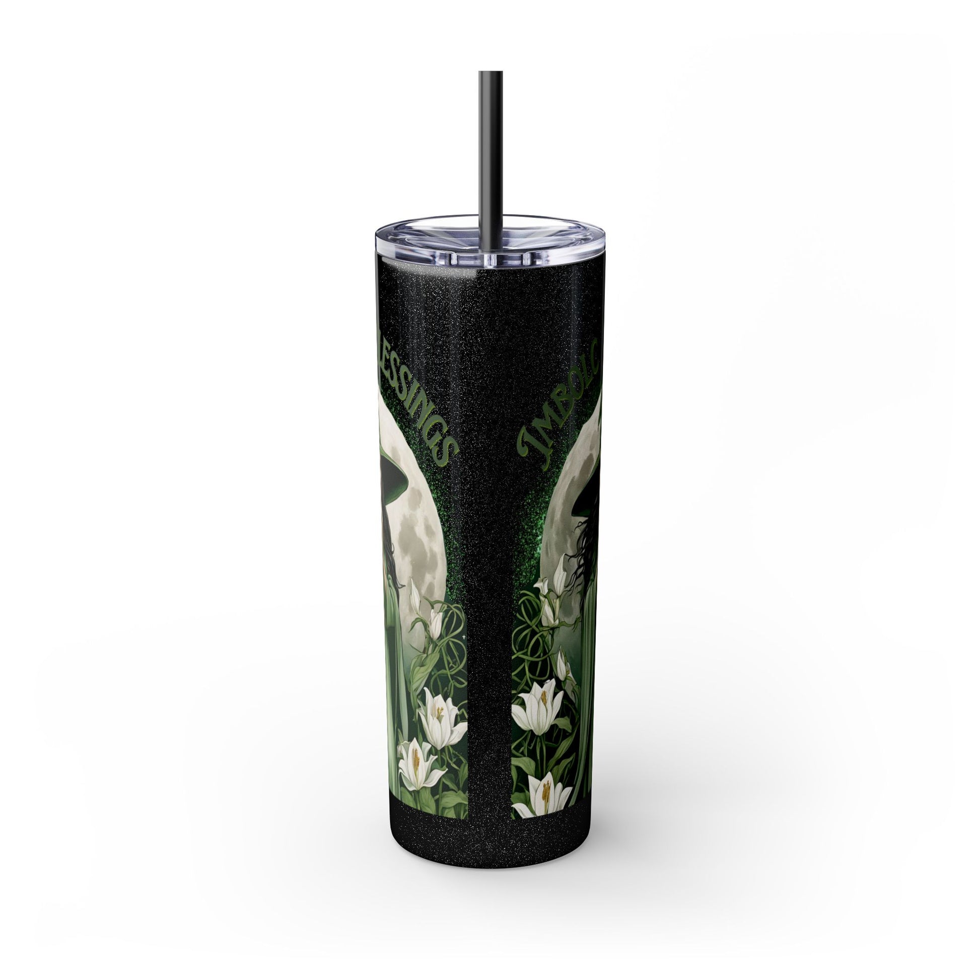 Imbolc Blessings Skinny Tumbler with Straw, 20oz | Witchy Drinkware | Gift for Pagans & Wiccans | Eco-Friendly Travel Cup | Modern Mug - Divine Mystic Moons