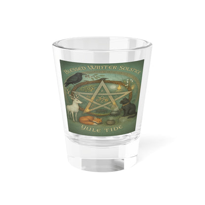 Blessed Winter Solstice Shot Glass, Pagan Holiday Decor, Yule Tide Gift, Spiritual Gifting, Revered Seasonal Drinkware - Divine Mystic Moons