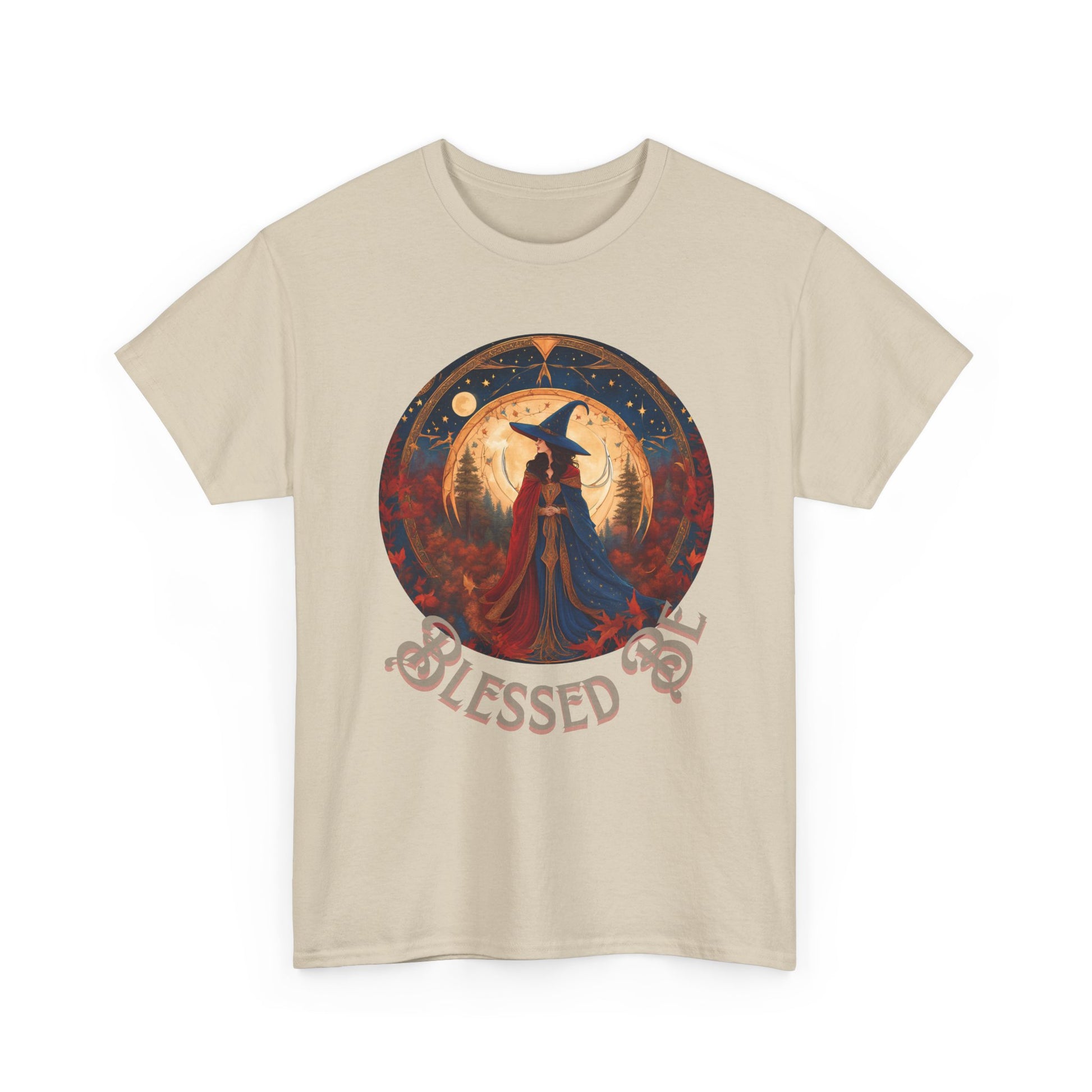 Blessed Be Unisex Heavy Cotton Tee, Witchy Shirt for Pagans, Gifting for Halloween, Casual Wear, Spiritual Apparel, Festival Top - Divine Mystic Moons