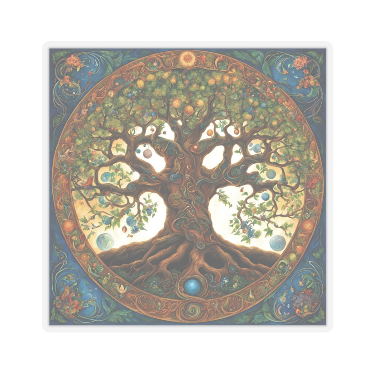 Tree of Life Kiss-Cut Stickers, Pagan Wiccan Sticker, Nature Inspired Decor, Laptop Decal, Spiritual Gift - Divine Mystic Moons