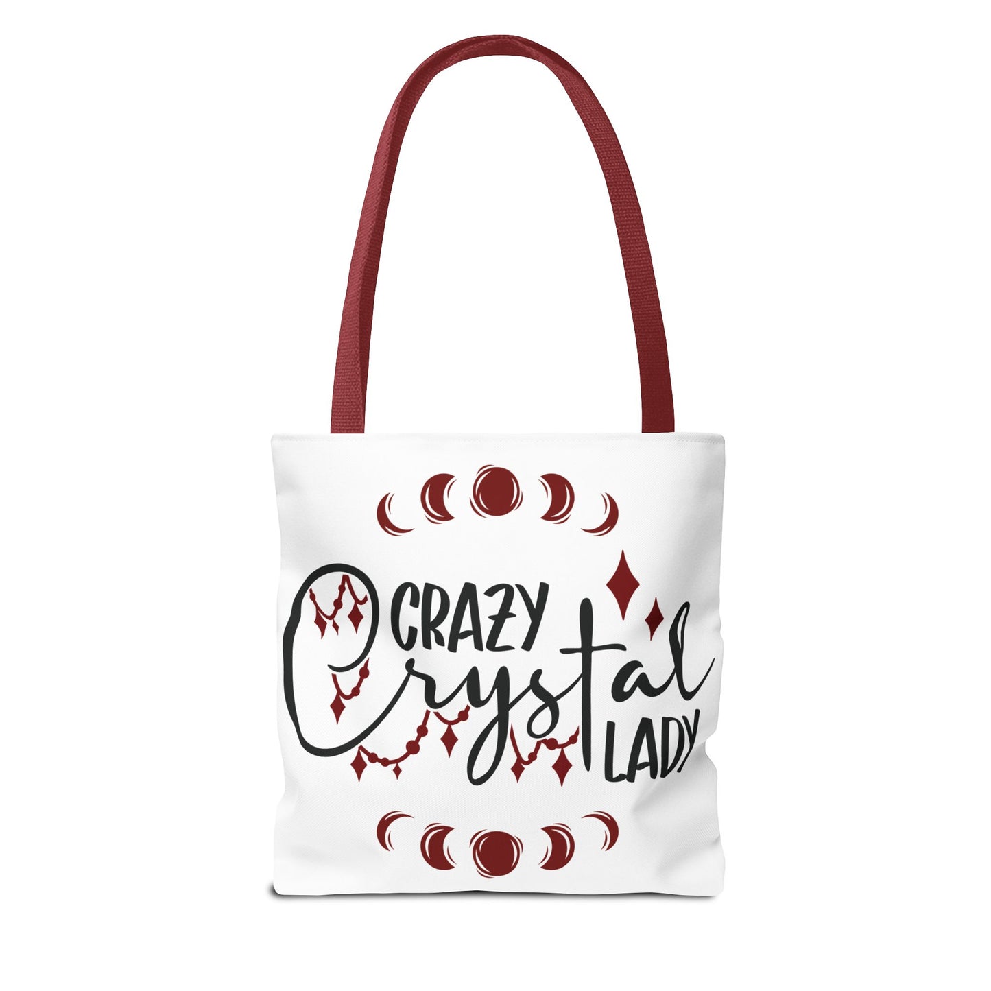 Crazy Crystal Lady Tote Bag - Perfect for Gift, Witchcraft, Crystals, Shopping, Eco-Friendly, Astrology Lover - Divine Mystic Moons