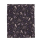 Gothic Raven & Owl Velveteen Plush Blanket – Lightweight Purple Moon and Moth Throw