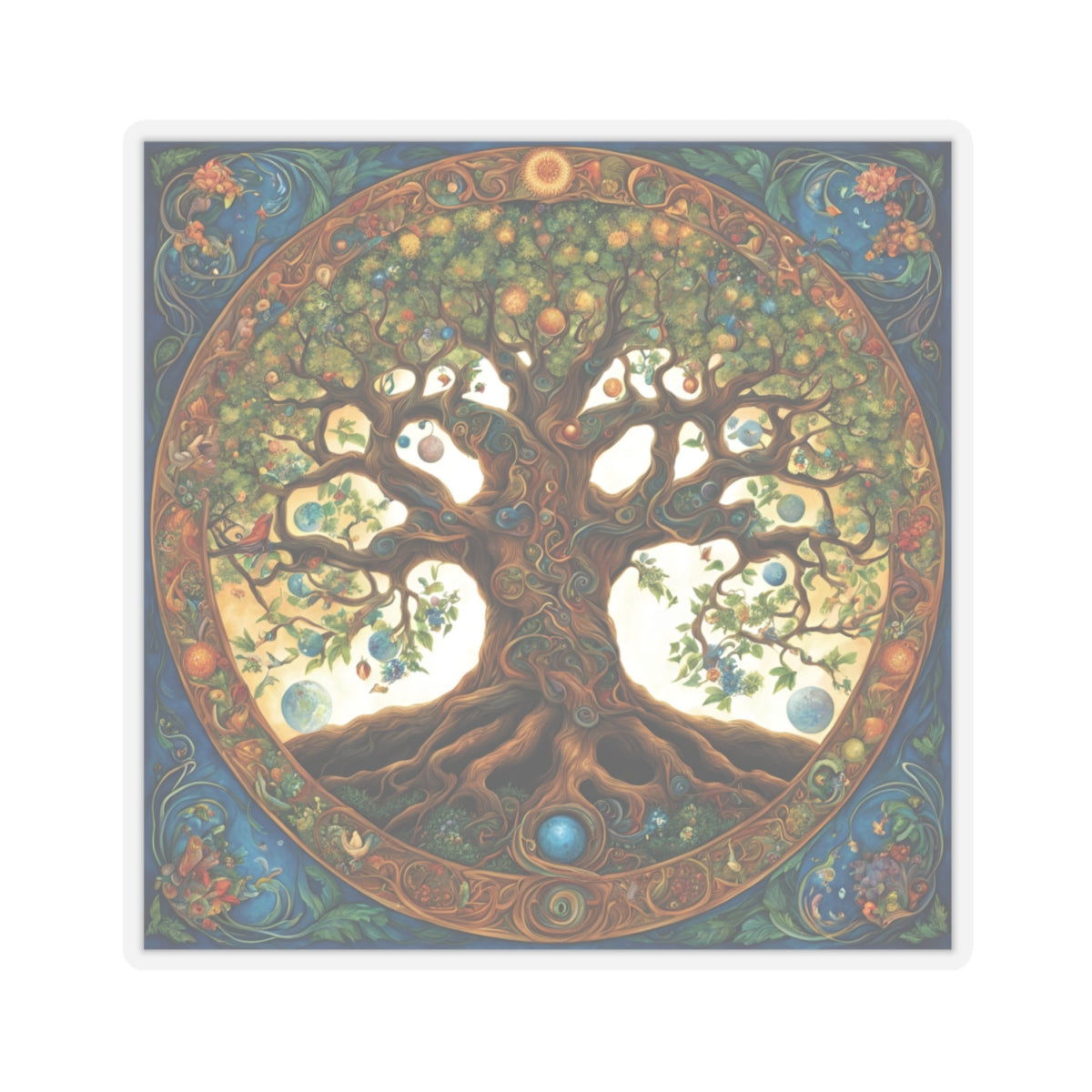 Tree of Life Kiss-Cut Stickers, Pagan Wiccan Sticker, Nature Inspired Decor, Laptop Decal, Spiritual Gift - Divine Mystic Moons