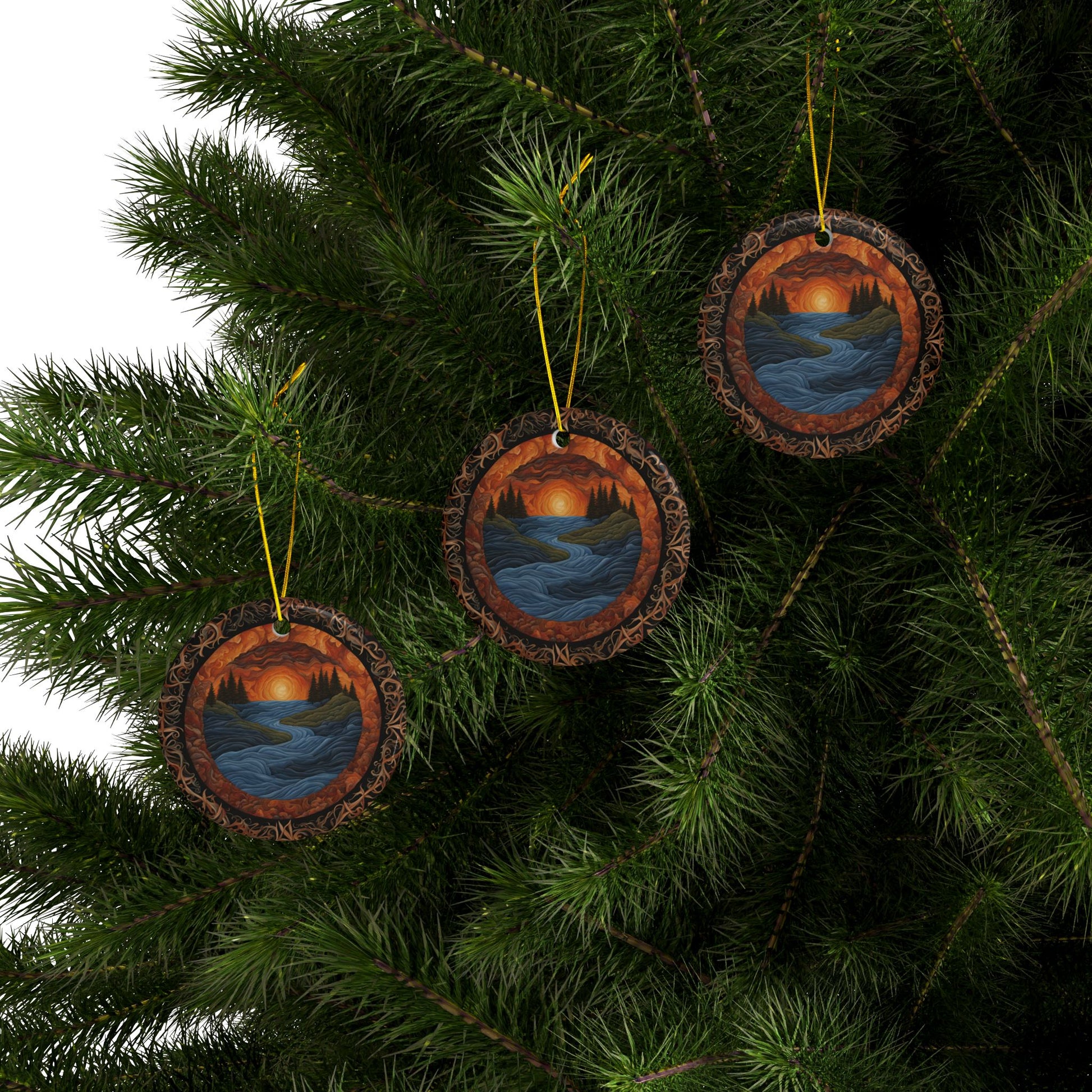 Nature Inspired Ceramic Ornaments  Perfect for Holidays and Home Decor, 2-Sided Print, Gift Ideas for Friends & Family, Christmas, Wall - Divine Mystic Moons